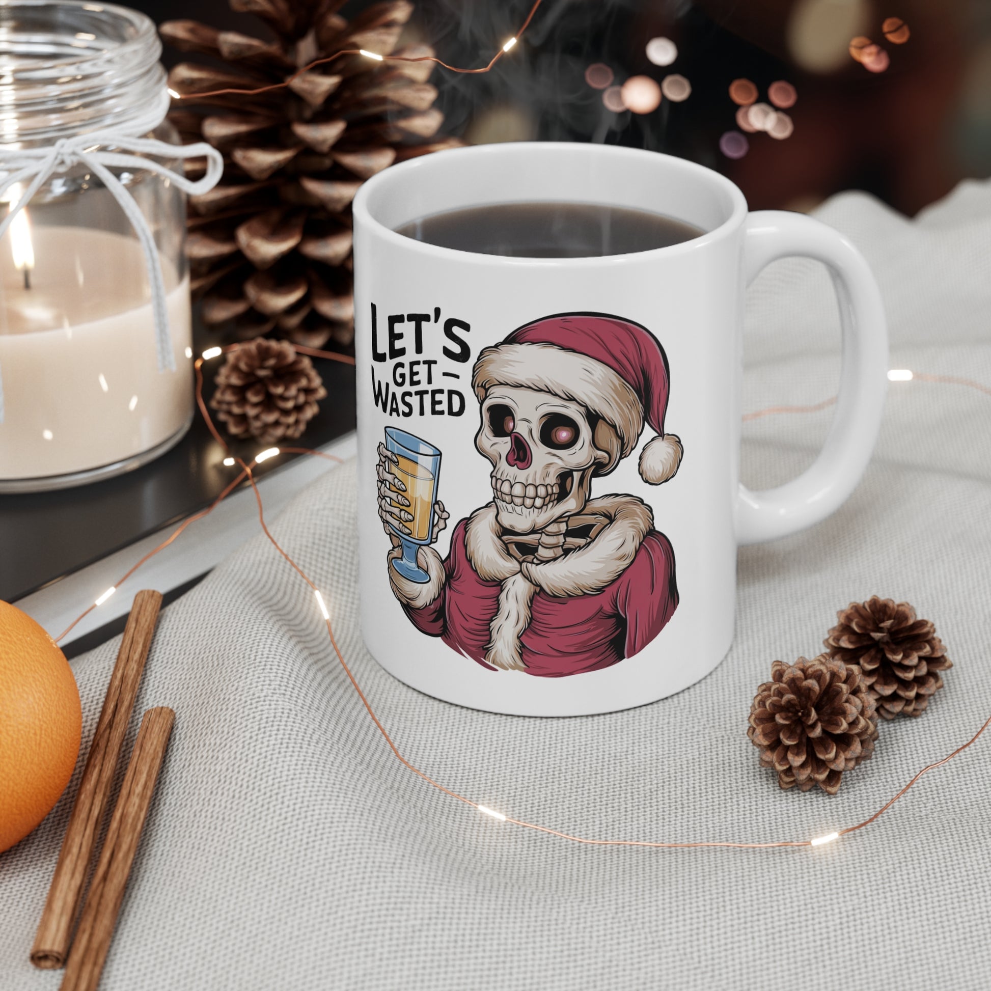 Context Let's Get Wasted Christmas Skeleton Mug