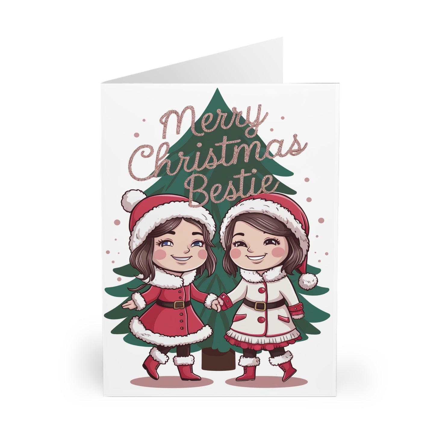 Merry Christmas Bestie Best Friends Christmas Card front