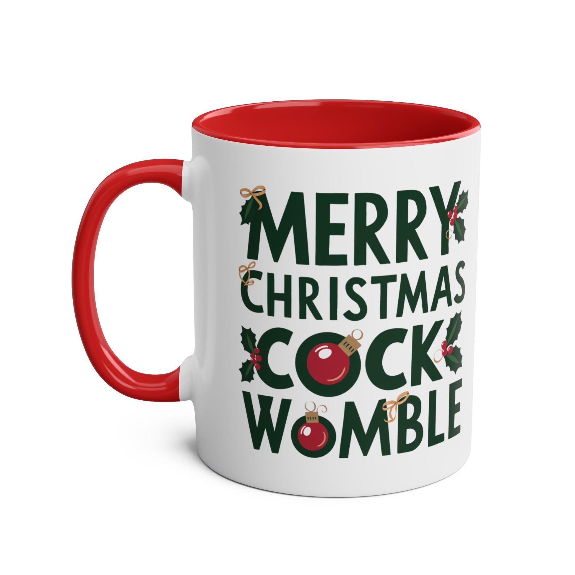 Left Merry Christmas Cock Womble Funny Rude Christmas Mug 
