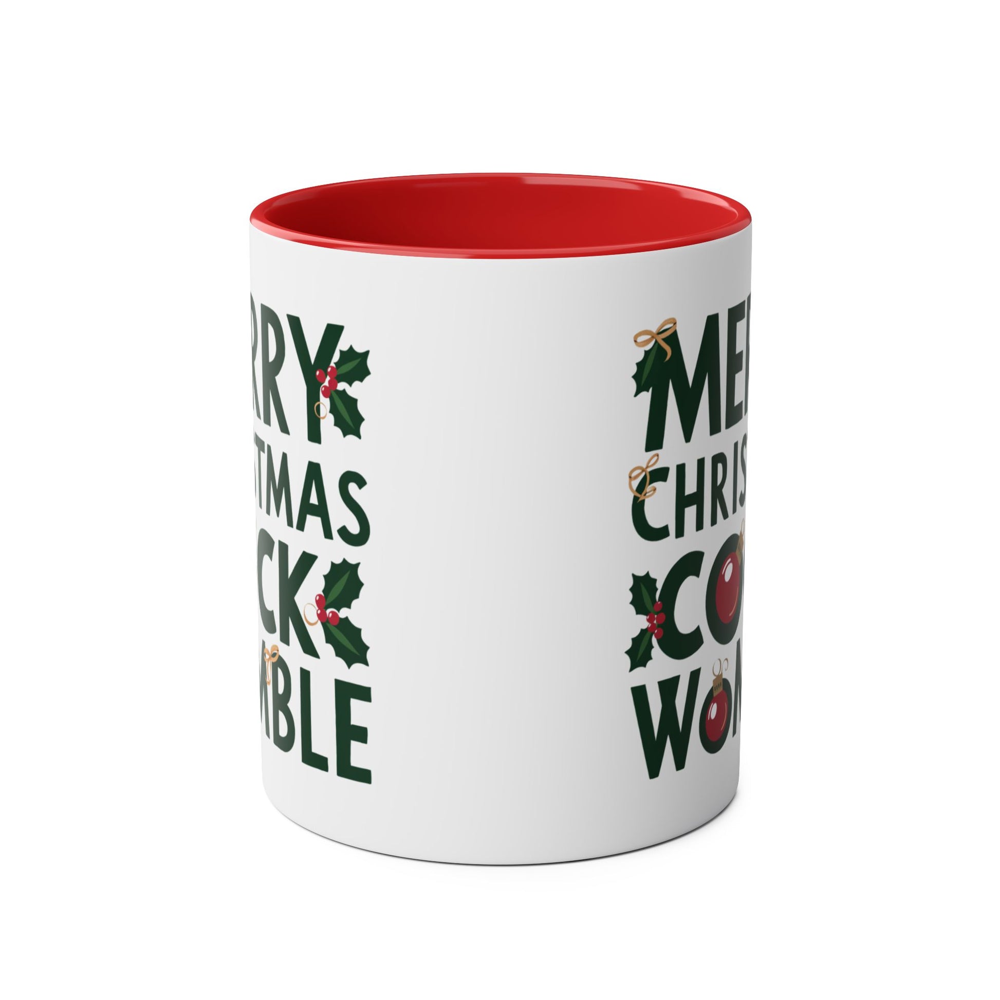 Front Merry Christmas Cock Womble Funny Rude Christmas Mug 

