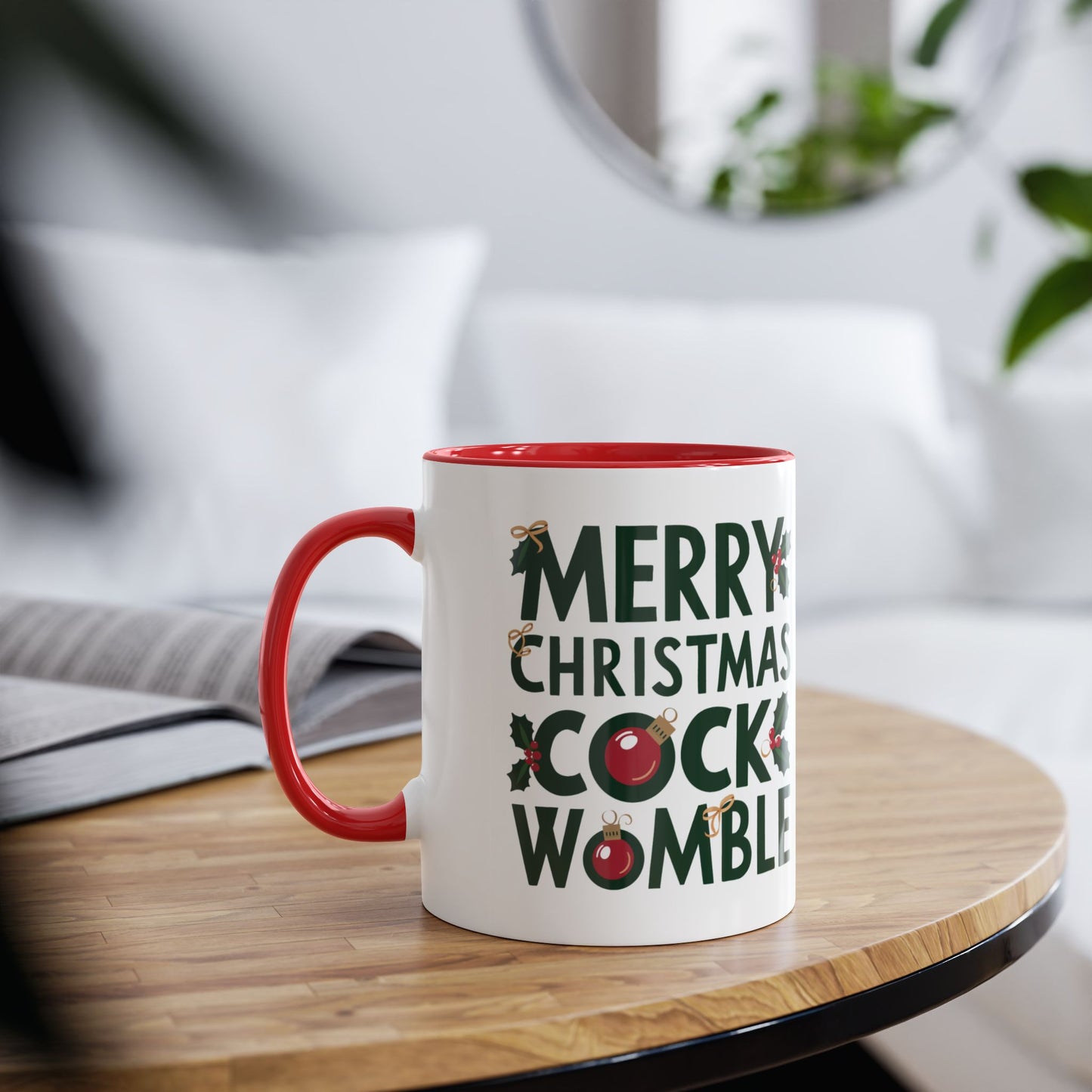 Context Merry Christmas Cock Womble Funny Rude Christmas Mug 

