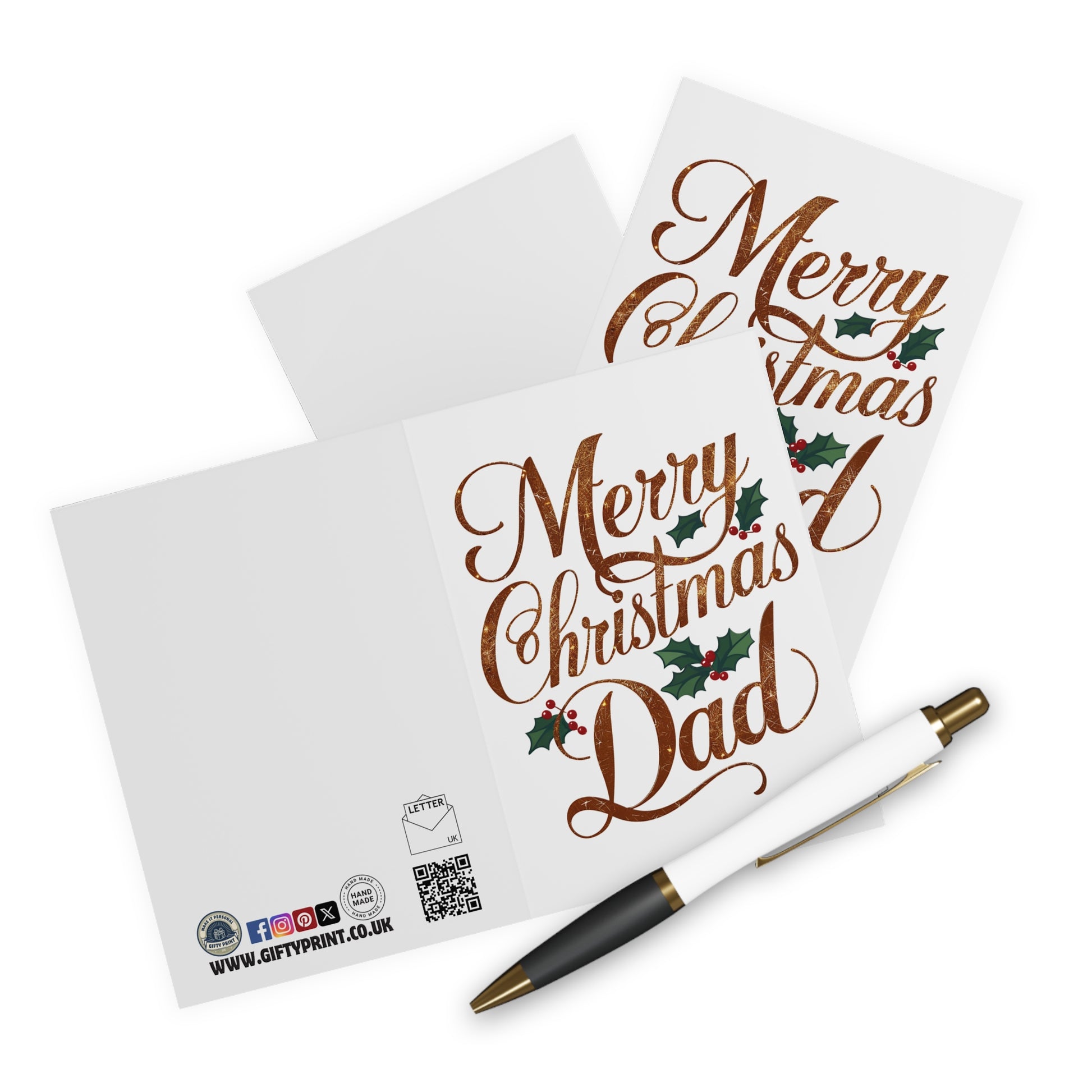 Context Merry Christmas Dad Holly & Gold Christmas Card