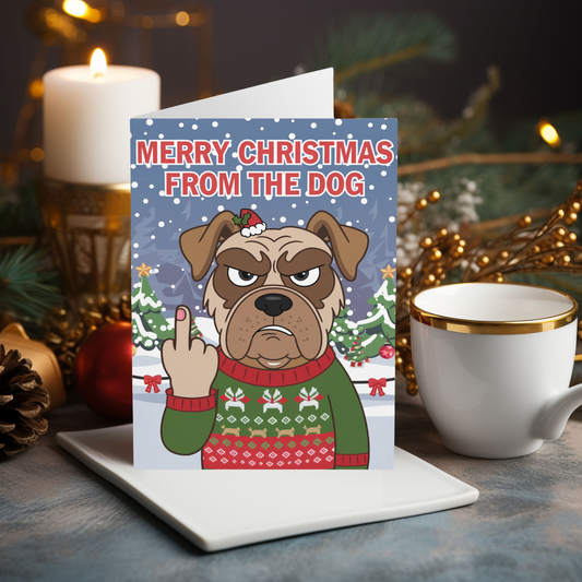 Merry Christmas From The Dog Middle Finger Christmas Card