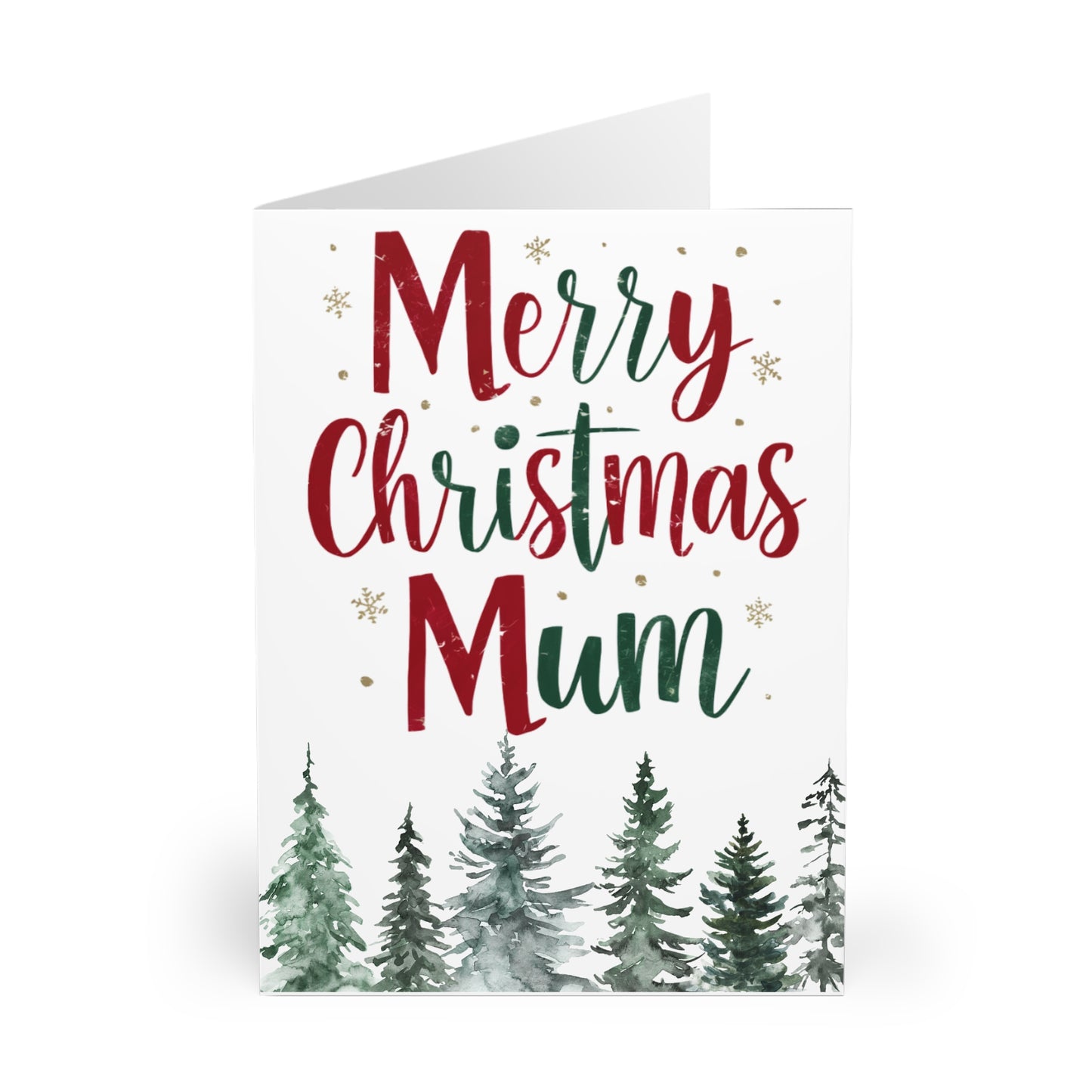 Front Merry Christmas Mum Christmas Trees Card