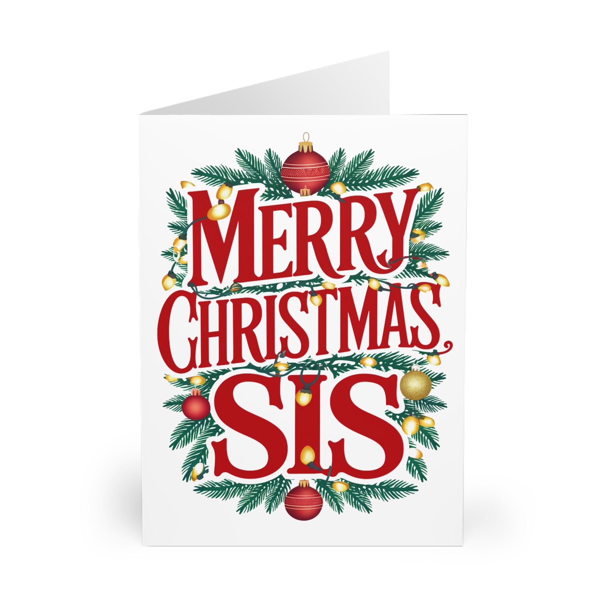 Front Merry Christmas Sis Sister Christmas Card 