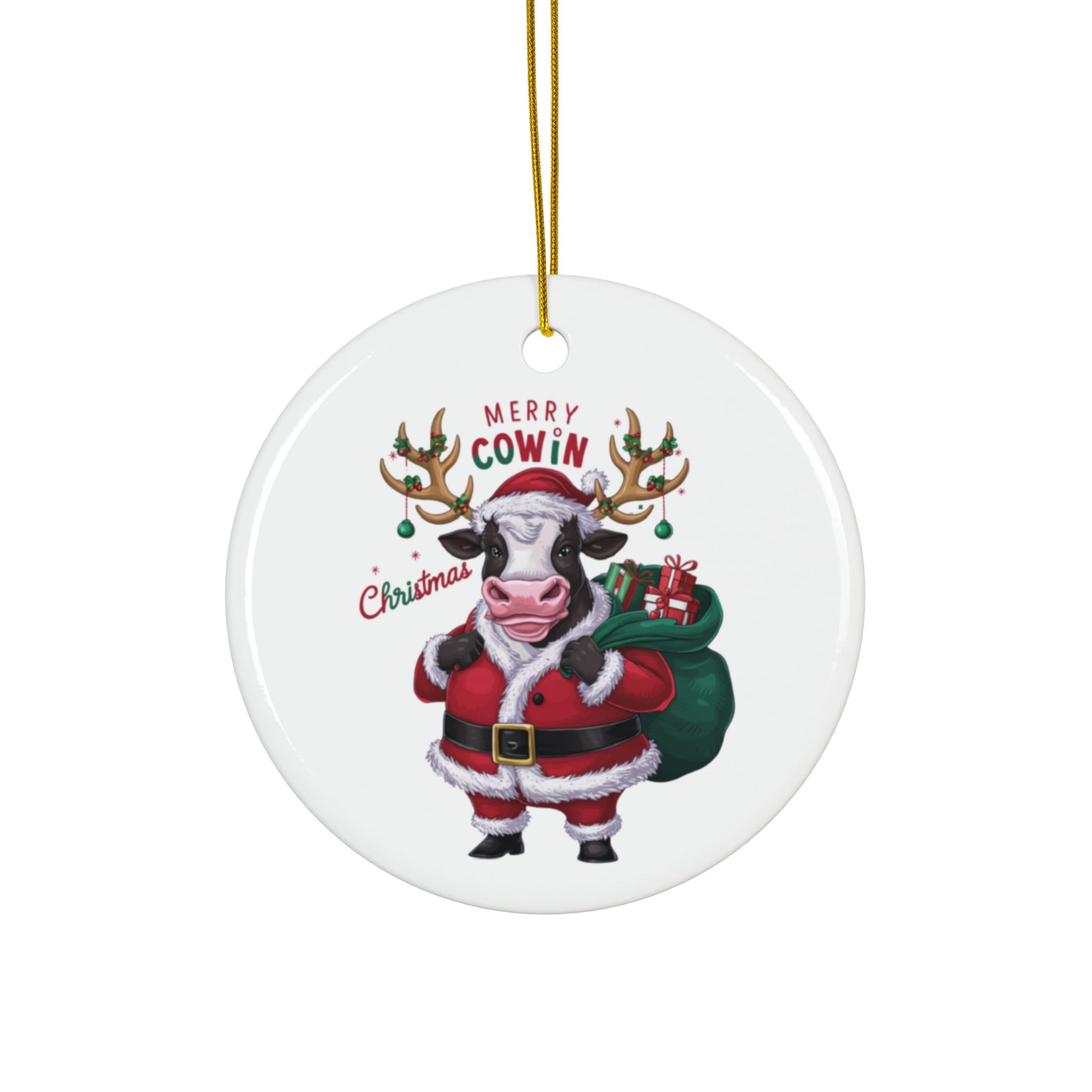 Merry Cowin Christmas Cow Christmas Tree Bauble