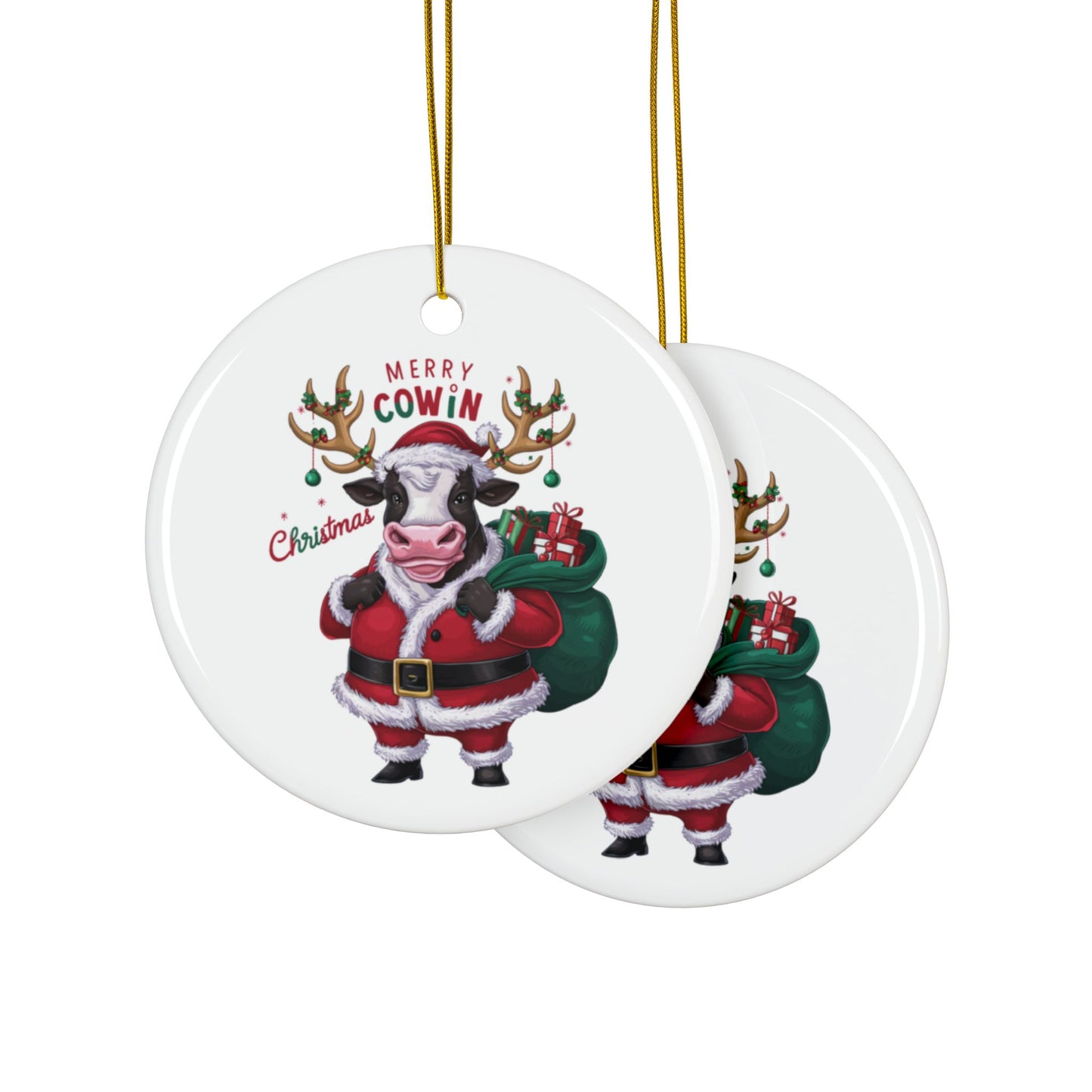 Context Merry Cowin Christmas Cow Christmas Tree Bauble