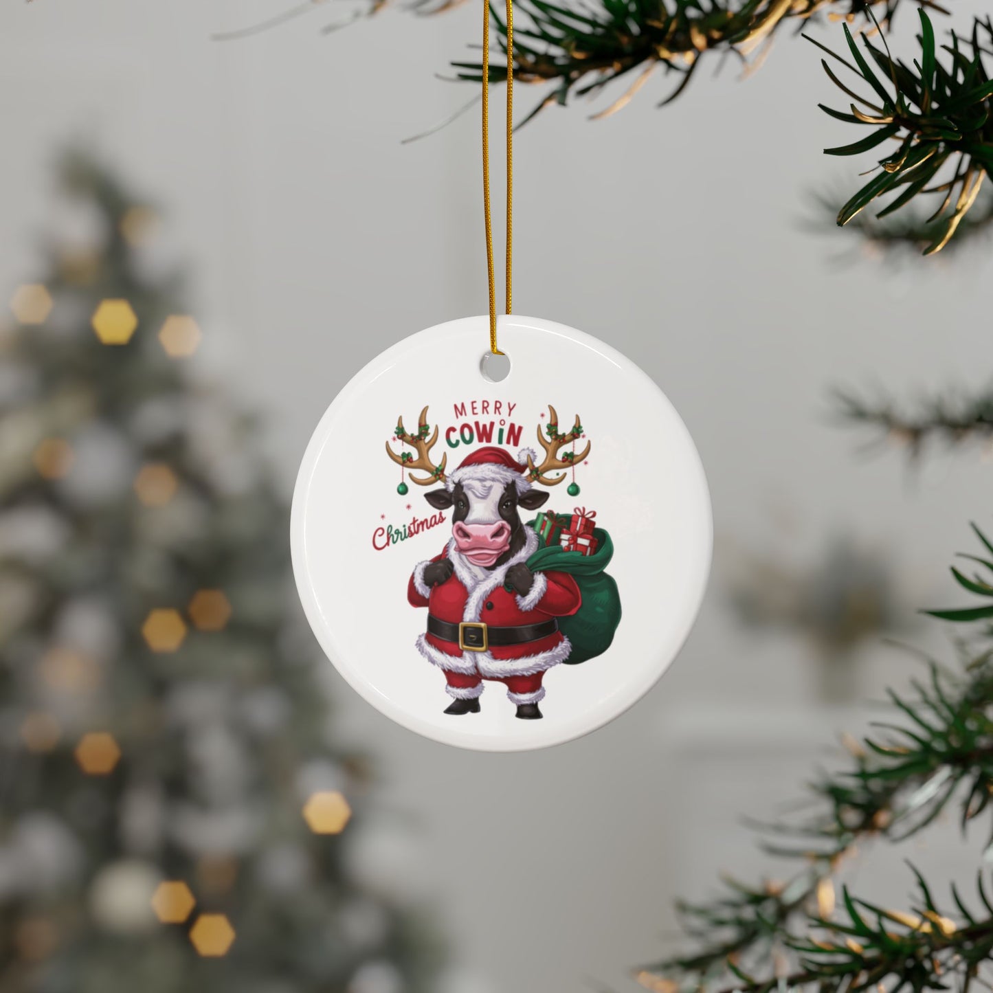 Tree Merry Cowin Christmas Cow Christmas Tree Bauble