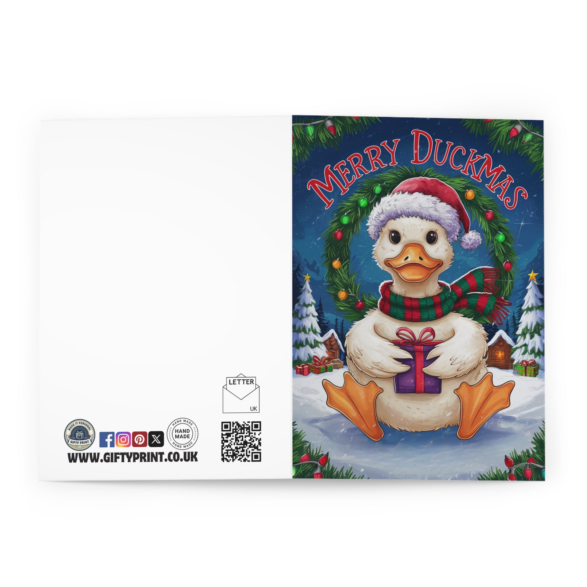 Merry Duckmas Duck Christmas Card open