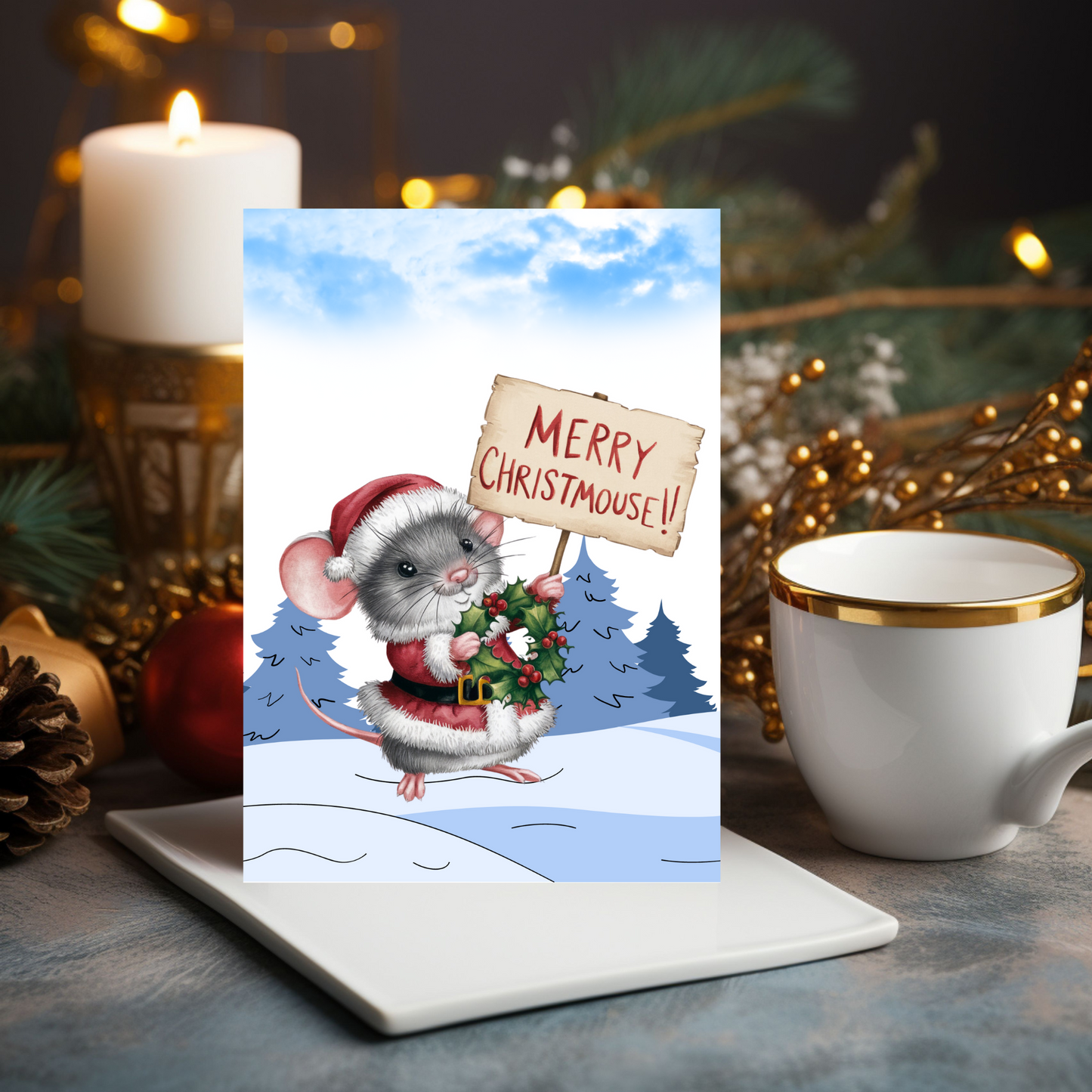 Merry Christmouse Mouse Christmas Card