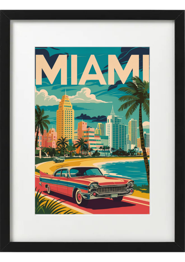 Miami Vintage Travel Poster Print Or Framed A4