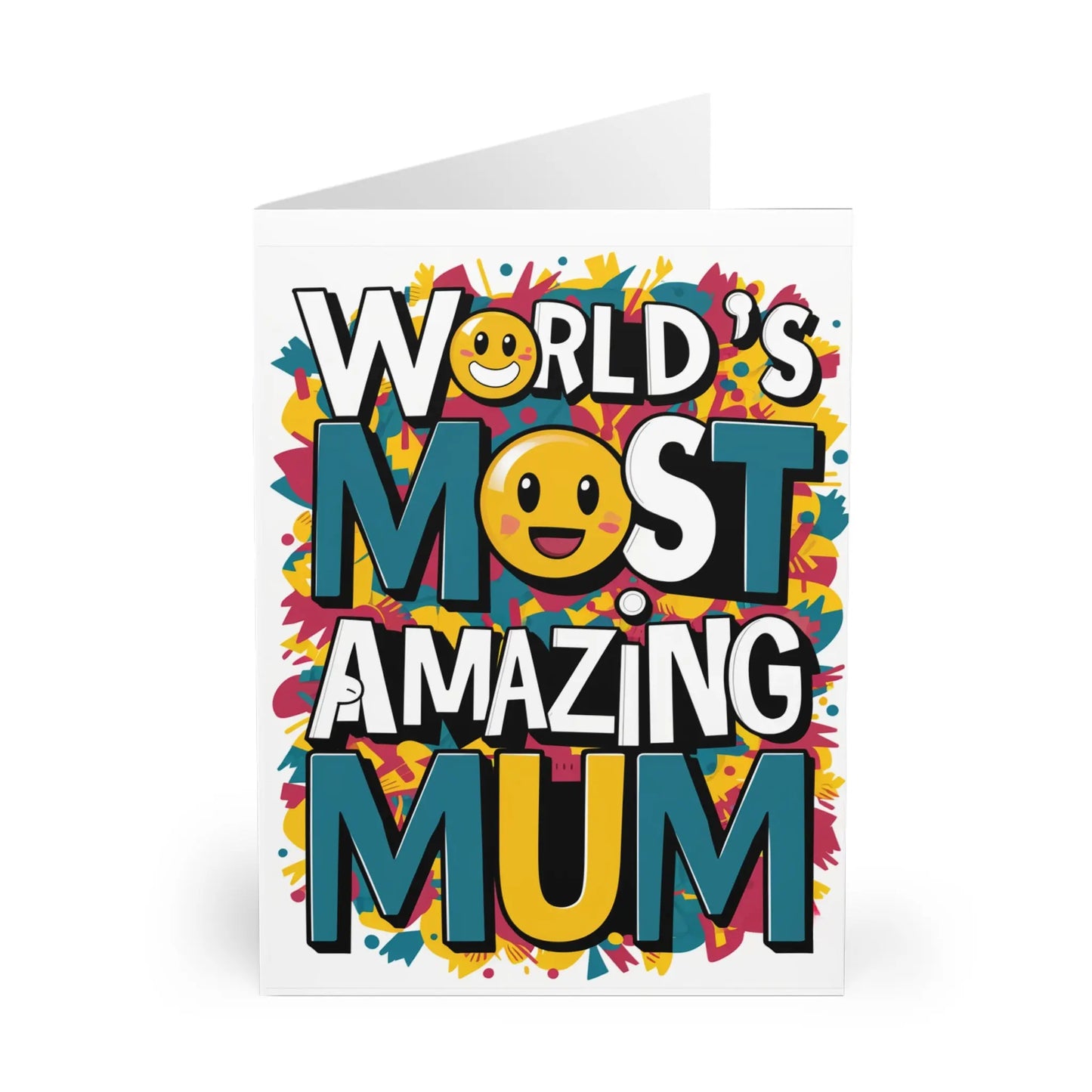 Mothers Day Card Smiley Face World's Greatest Mum - Gifty Print