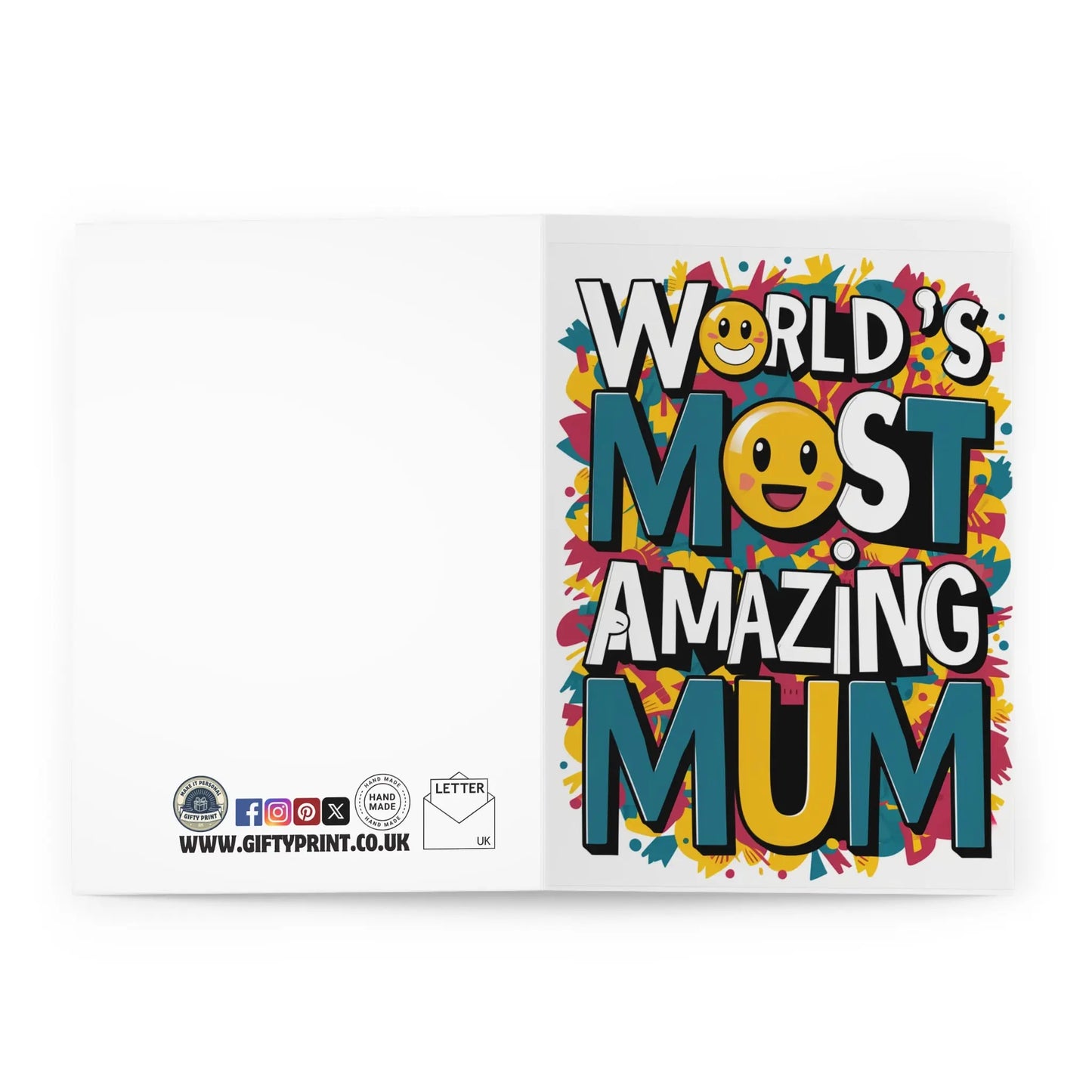 Mothers Day Card Smiley Face World's Greatest Mum - Gifty Print