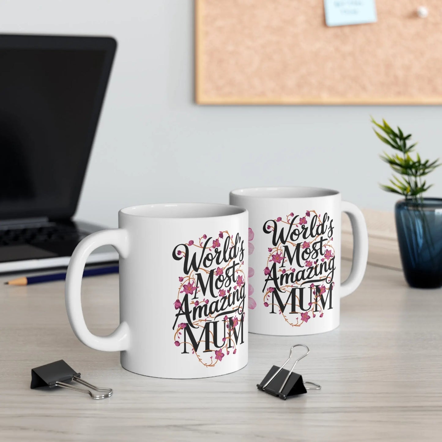 Mothers Day Mug Floral Words World's Most Amazing Mum - Gifty Print