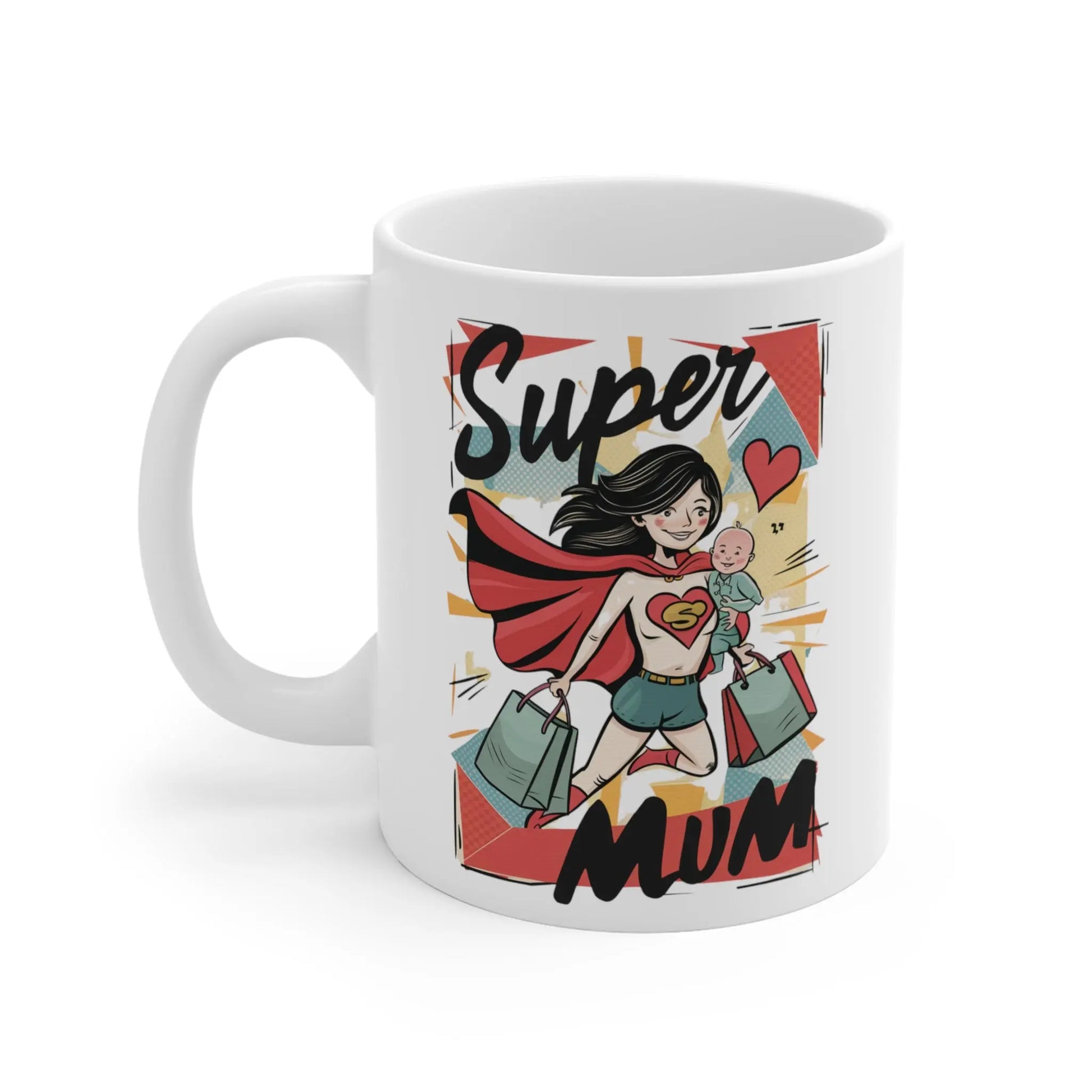 left side of Mothers Day Mug Super Hero Mum Design