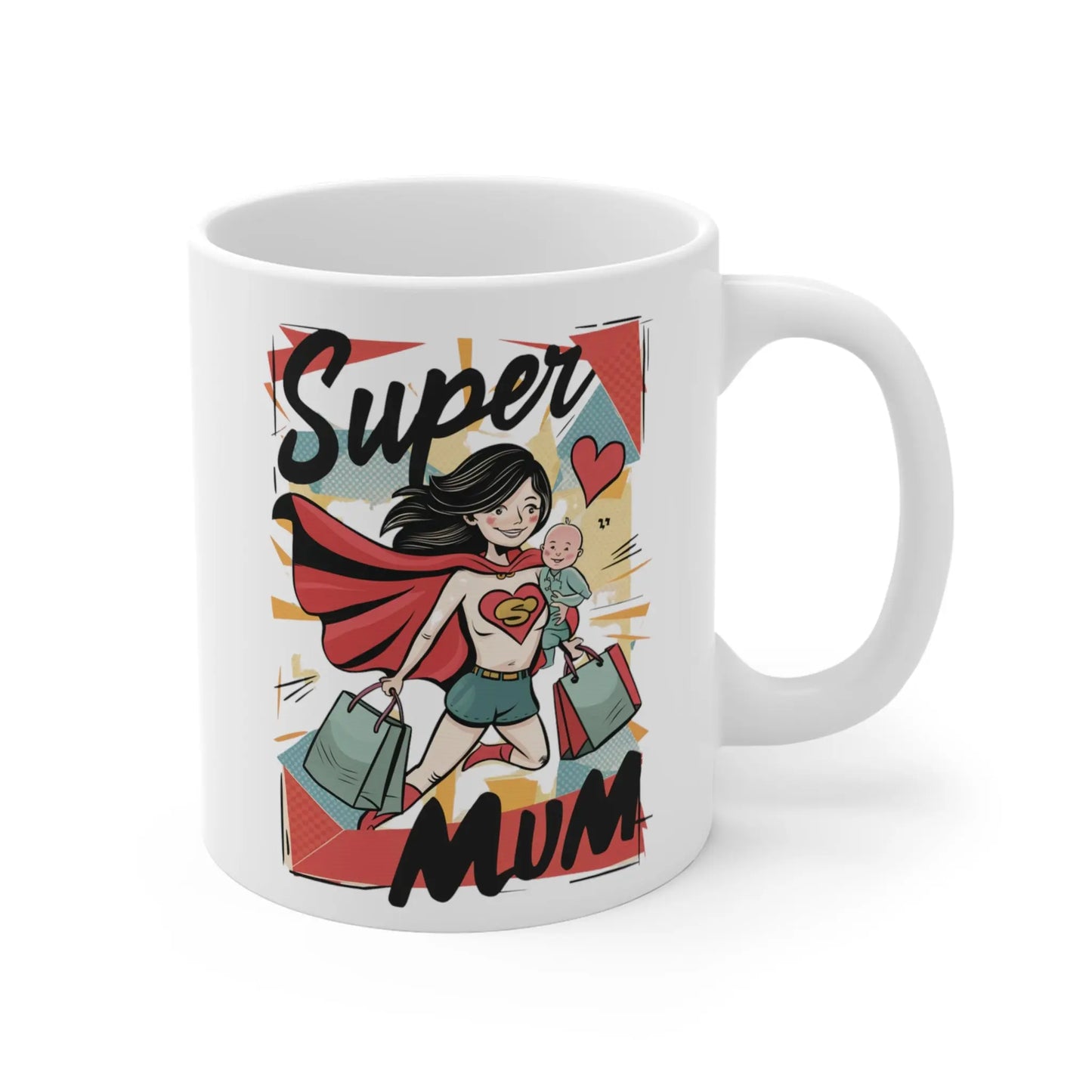 right side Mothers Day Mug Super Hero Mum Design