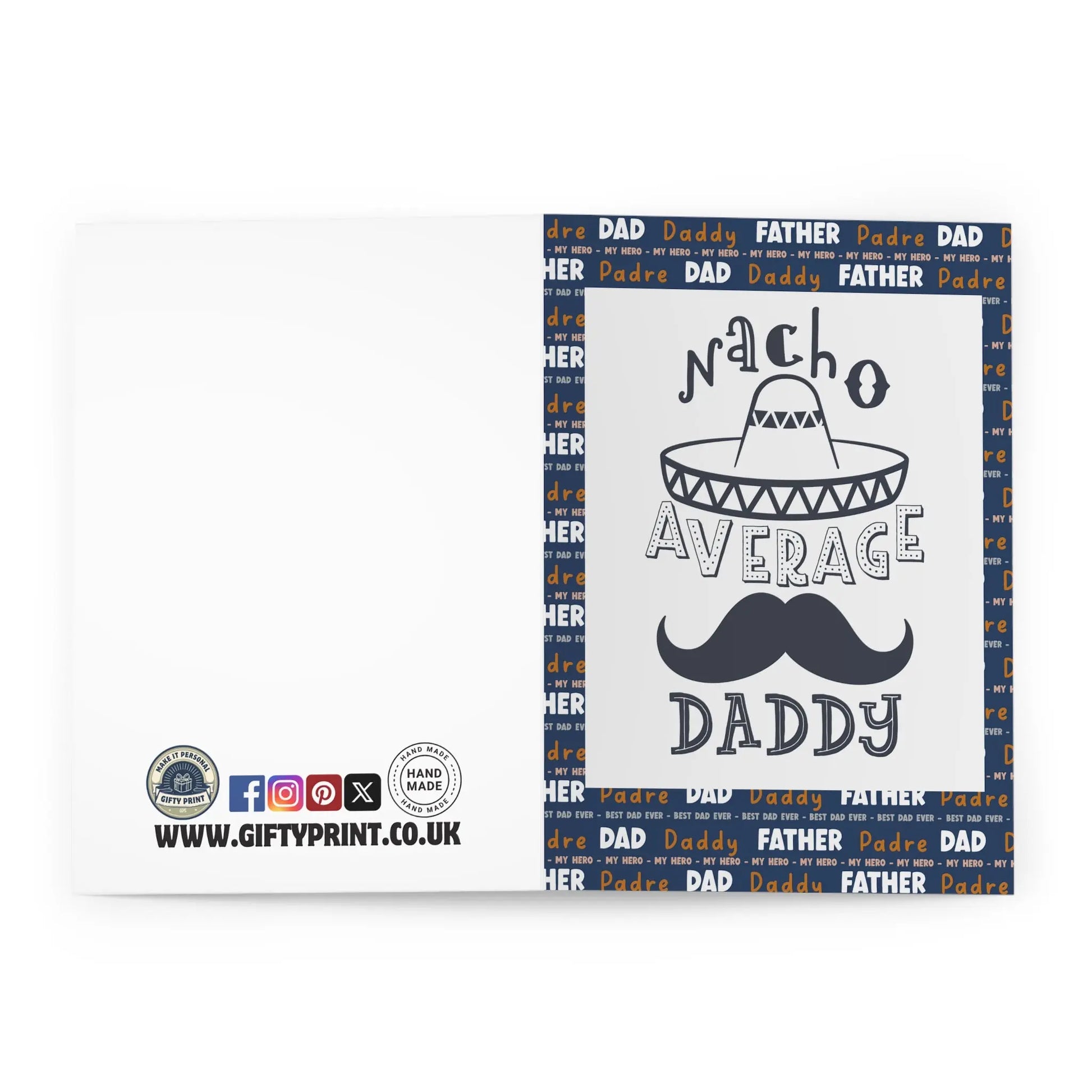 Open View of Father Day Card Nacho Average Daddy Card