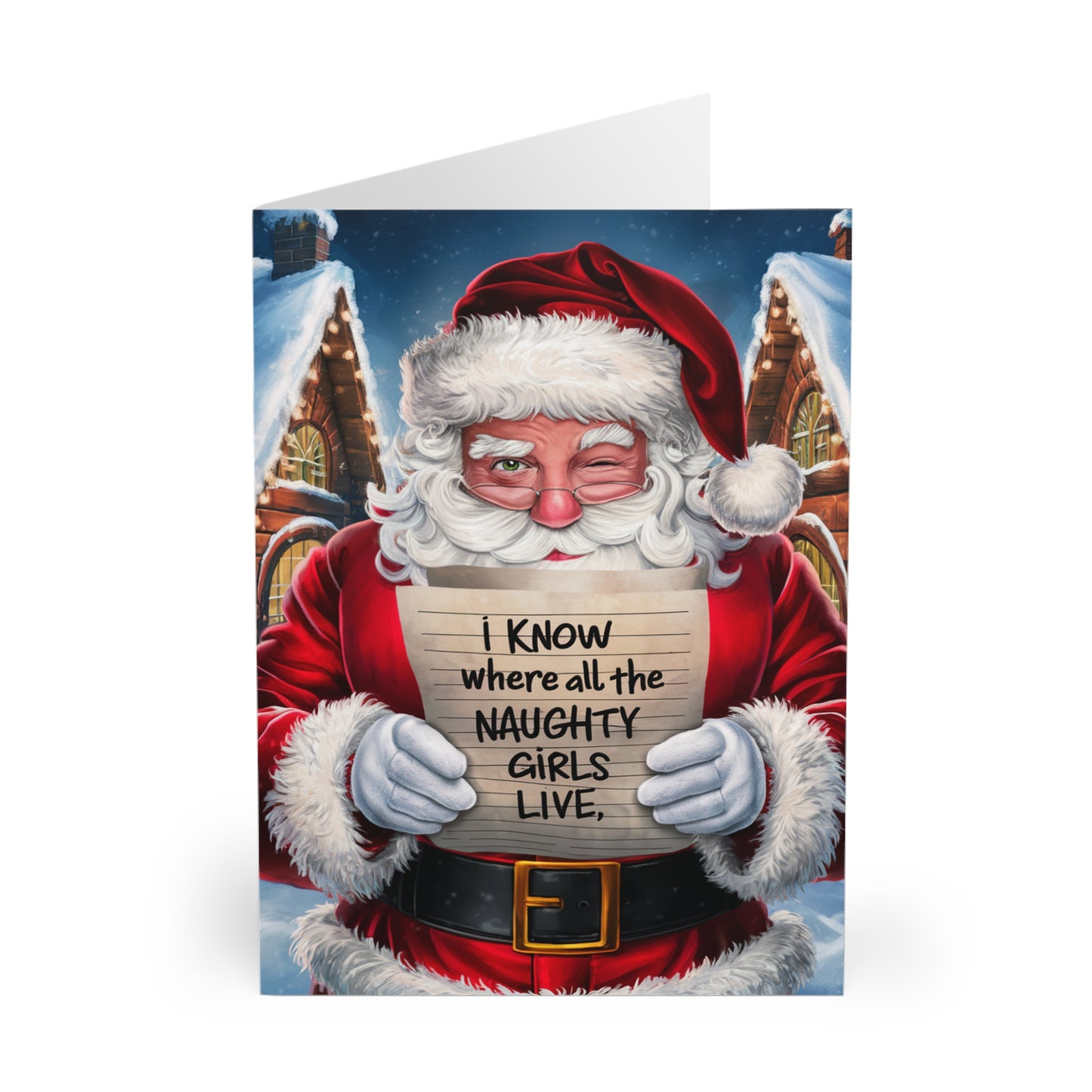 Front Naughty Santa Christmas Card I Know Where The Naughty Girls Live