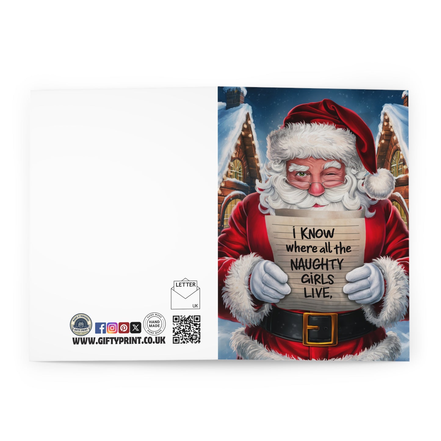 Naughty Santa Christmas Card I Know Where The Naughty Girls Live