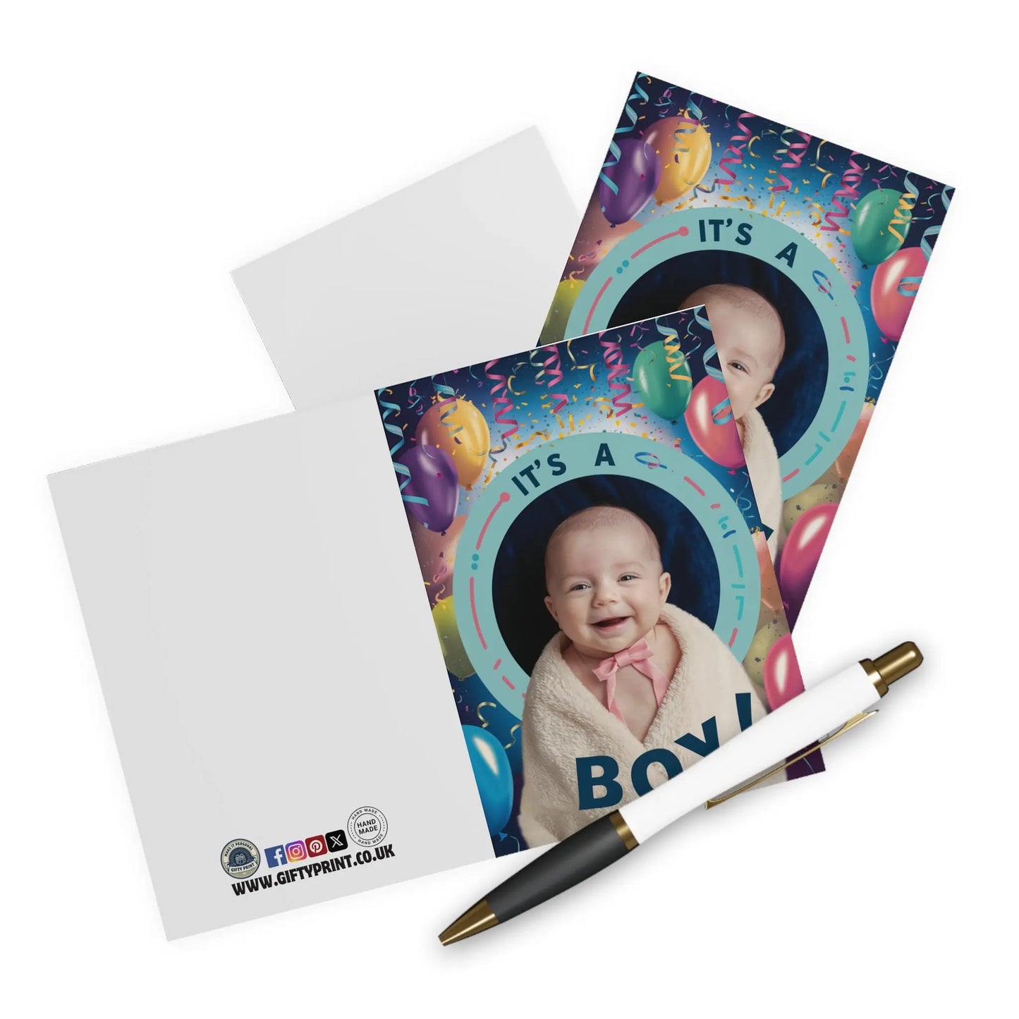 context View New Baby Boy Card Cute Smiling Baby It's A Boy