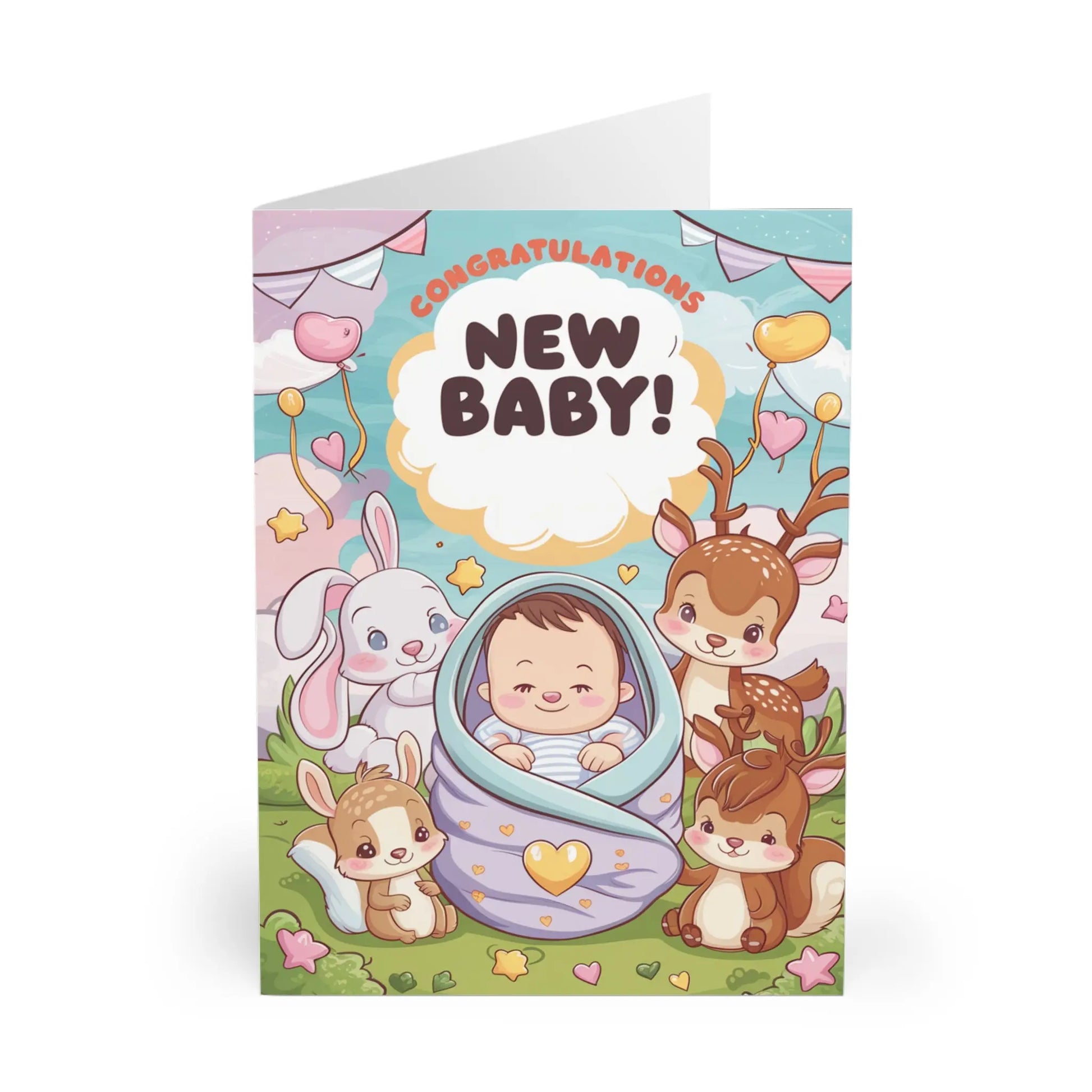 front of New Baby Card Congratulations Cute Animals Cards