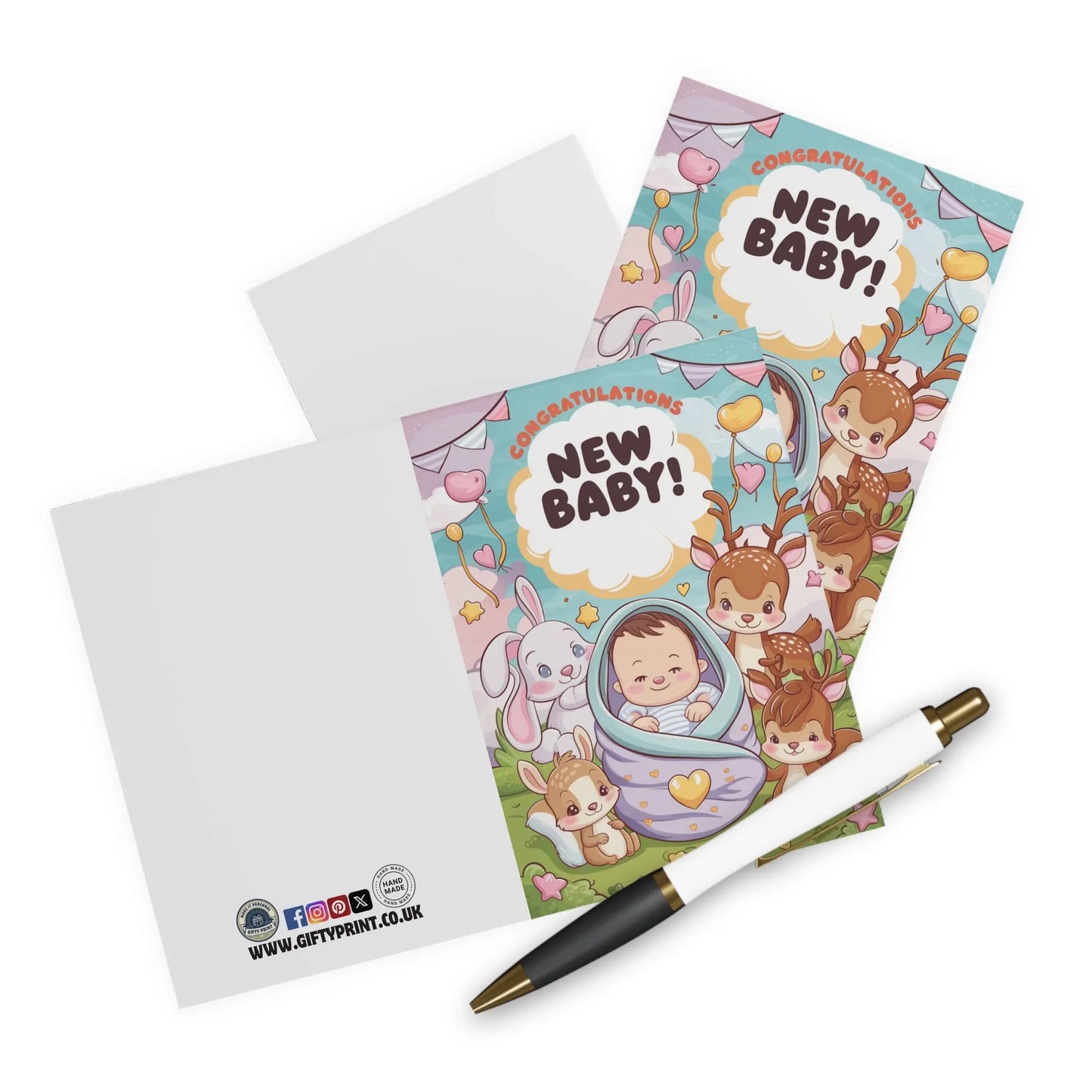 context view of New Baby Card Congratulations Cute Animals Cards