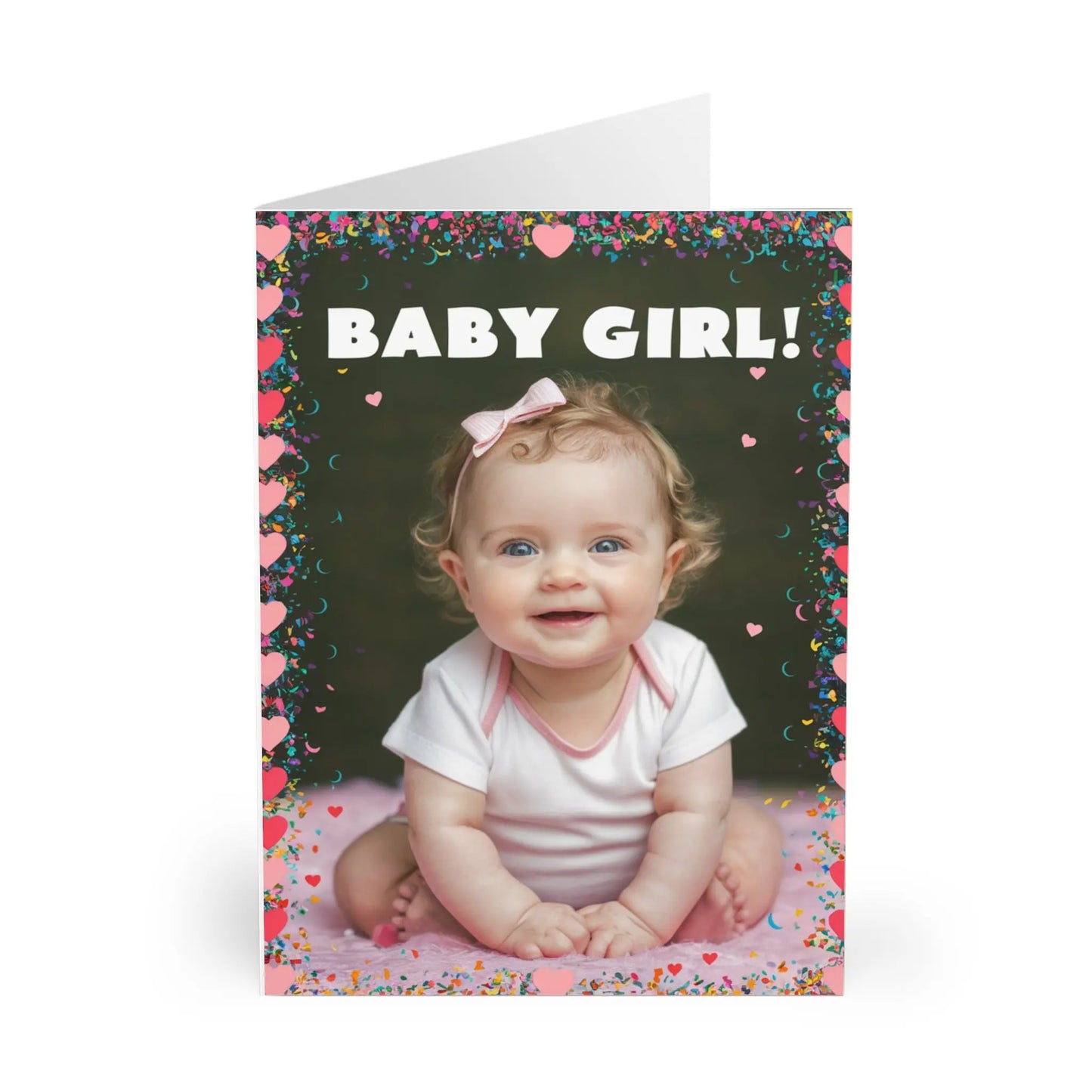 front of New Baby Girl Card Cute Baby Girl Heart Frame