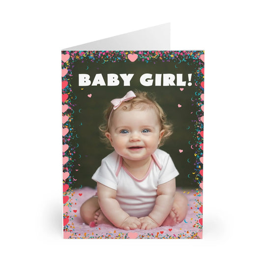 front of New Baby Girl Card Cute Baby Girl Heart Frame