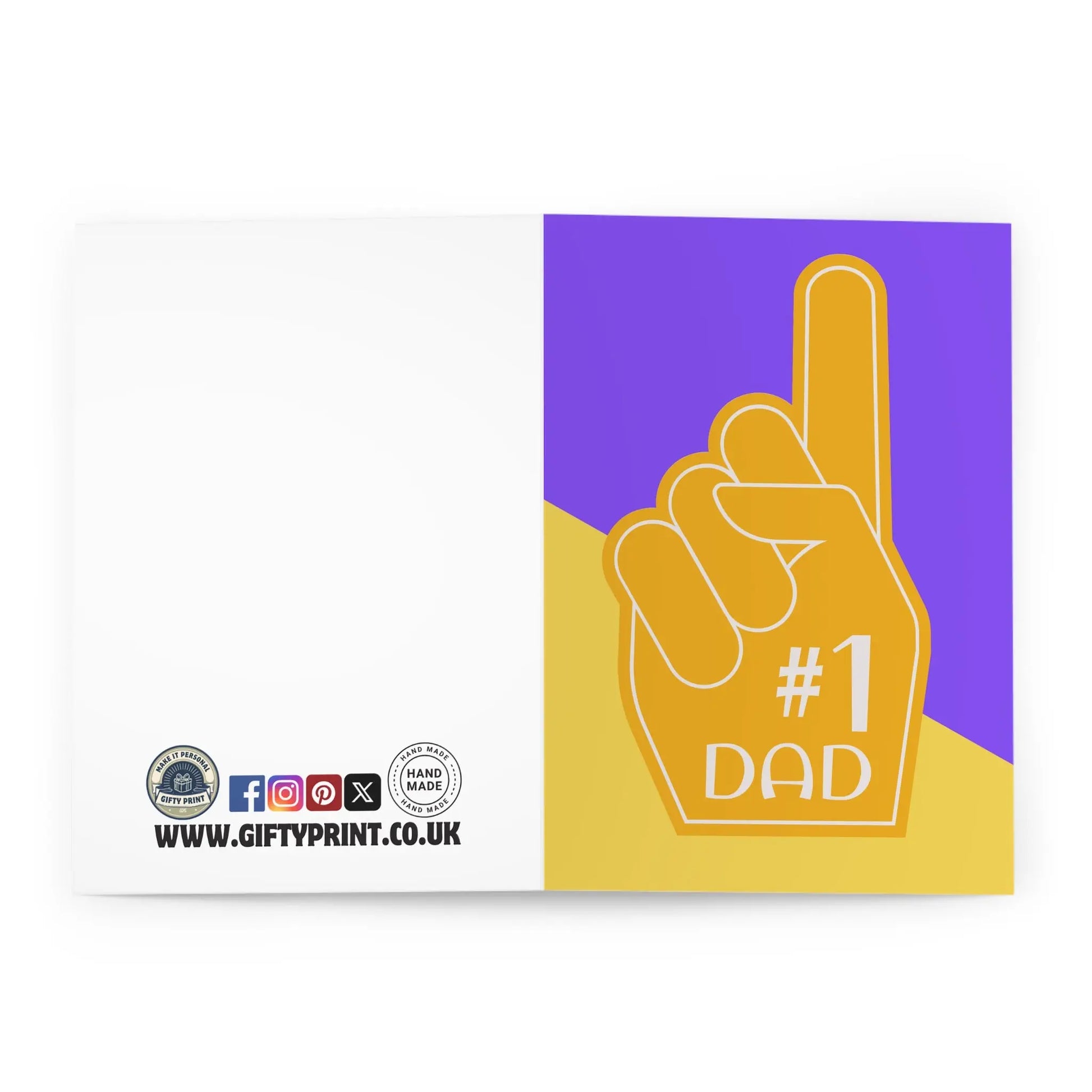 Open View Fathers Day Card No1 Dad Sponge Finger