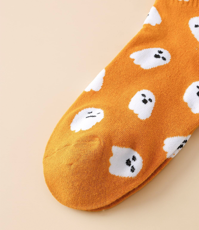 Spooky Ghosts Orange Socks Unisex