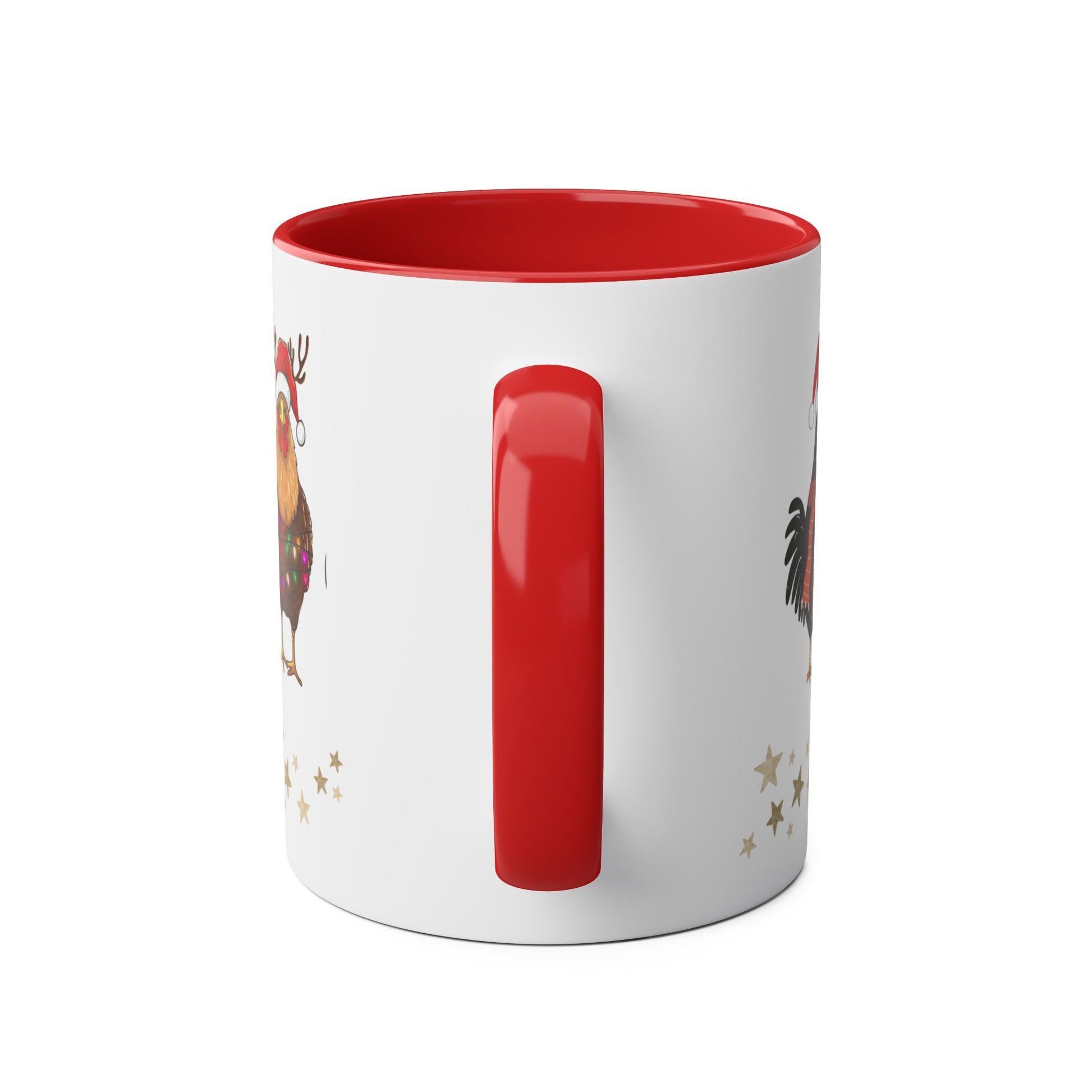 Handle Personalised Red Christmas Chickens Mug