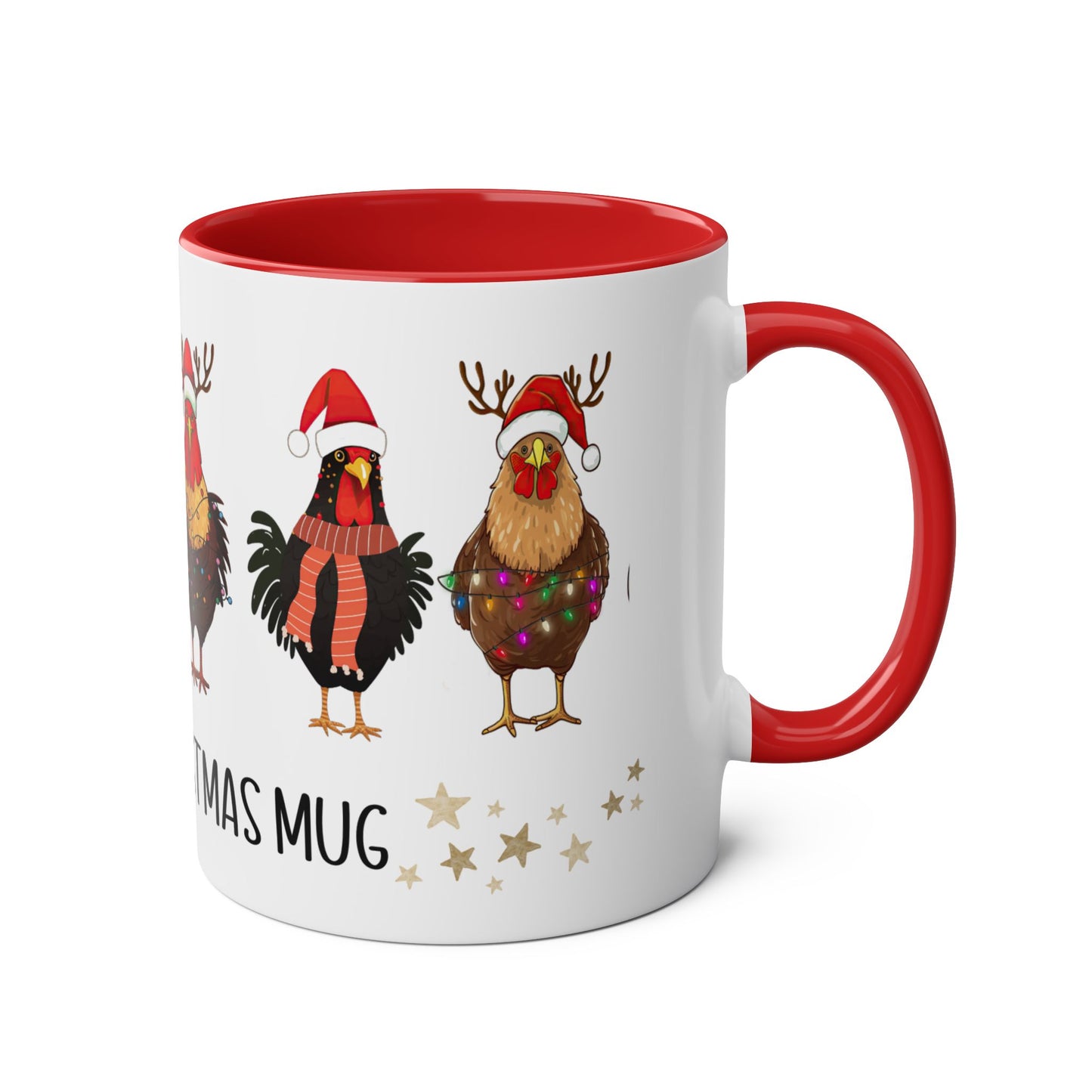 Right Personalised Red Christmas Chickens Mug