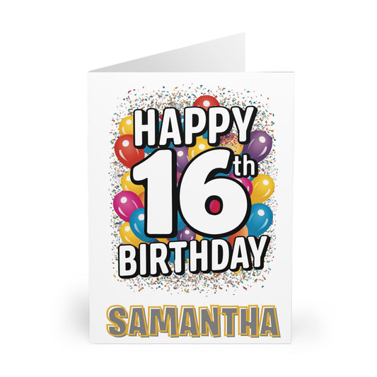 Front Personalised 16th Birthday Card Happy 16th Birthday