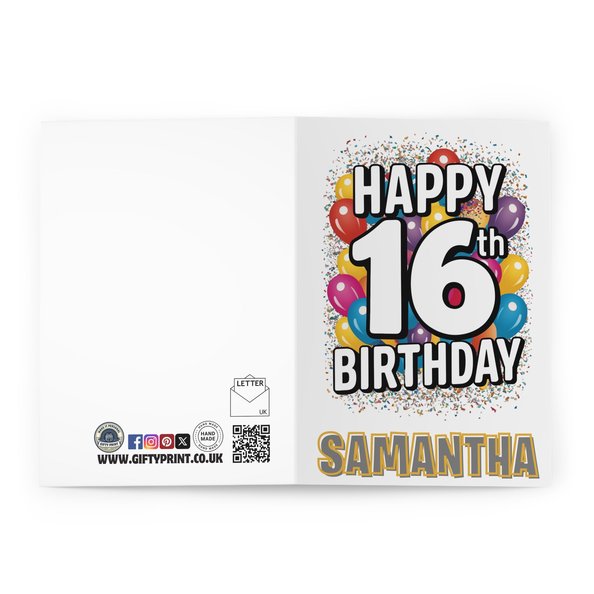 Open Personalised 16th Birthday Card Happy 16th Birthday