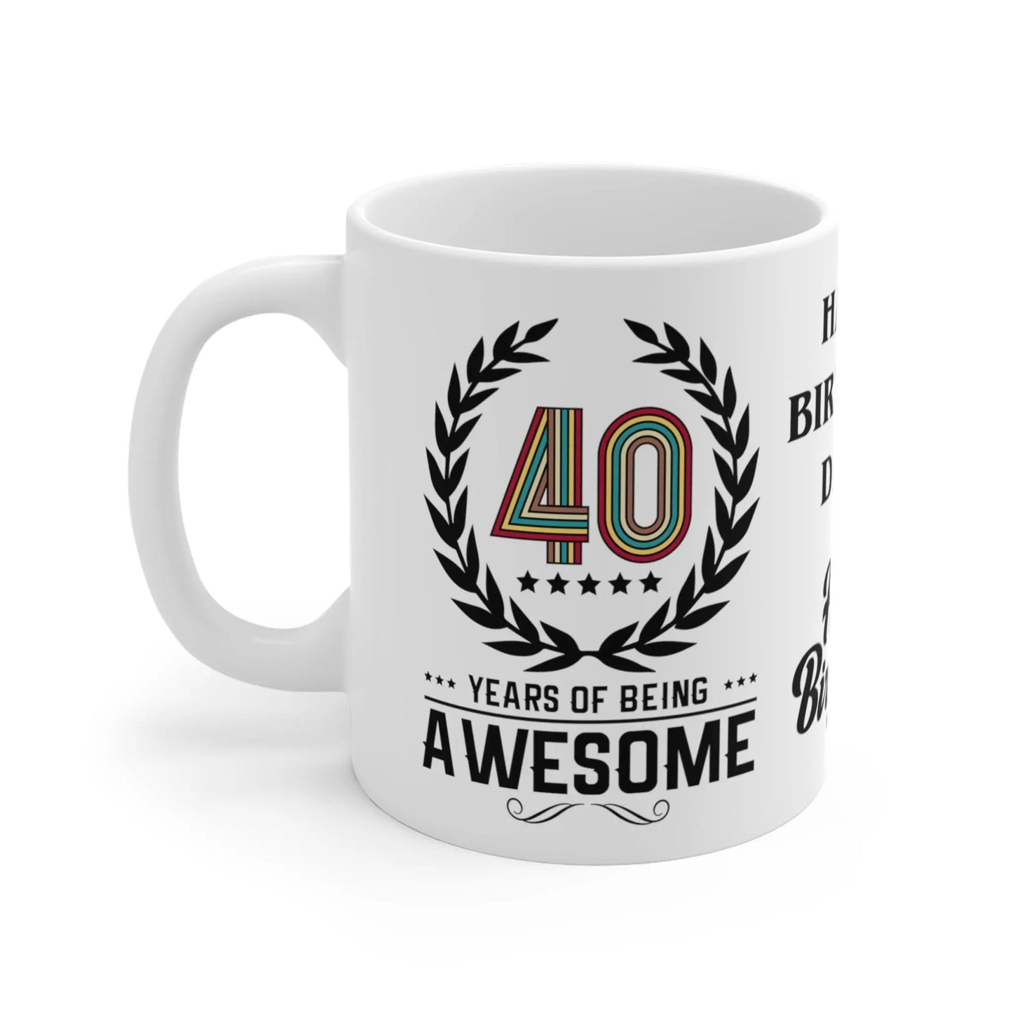 left side of Personalised 40th Birthday Mug 40 Years Of Being Awesome