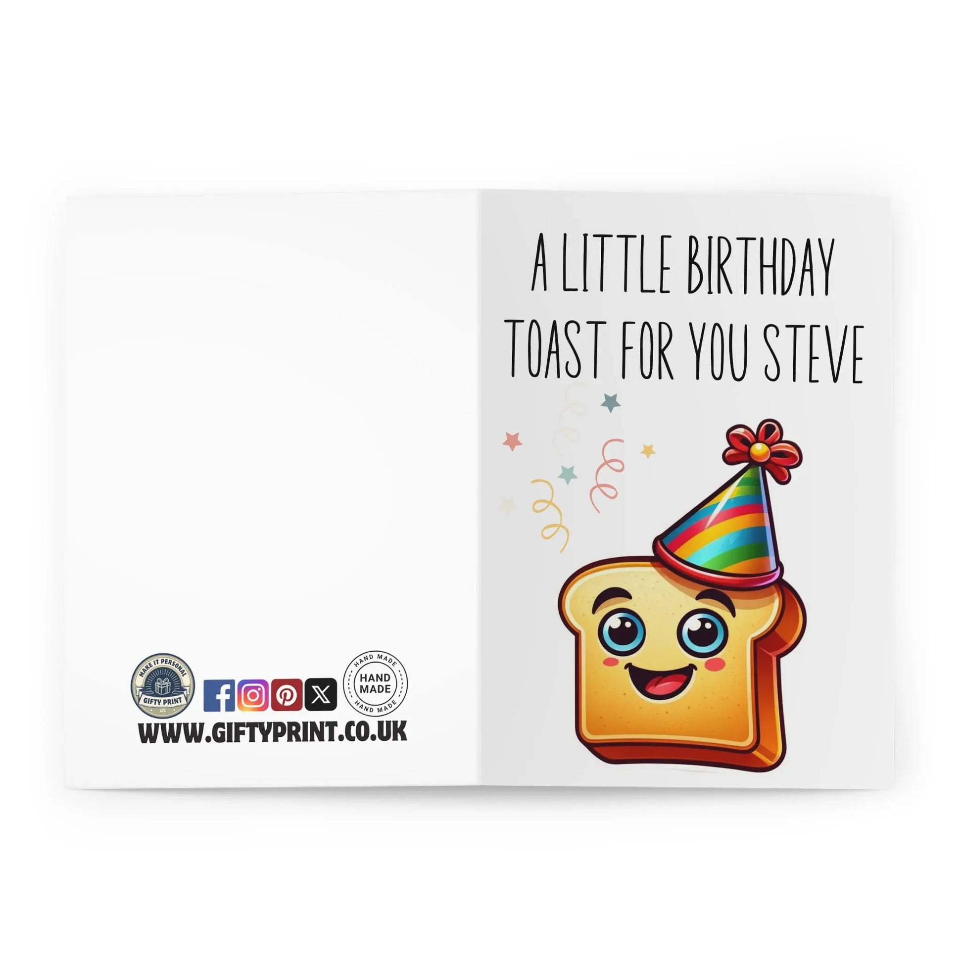 Open View Of Personalised Birthday Card A Little Toast For Your Birthday