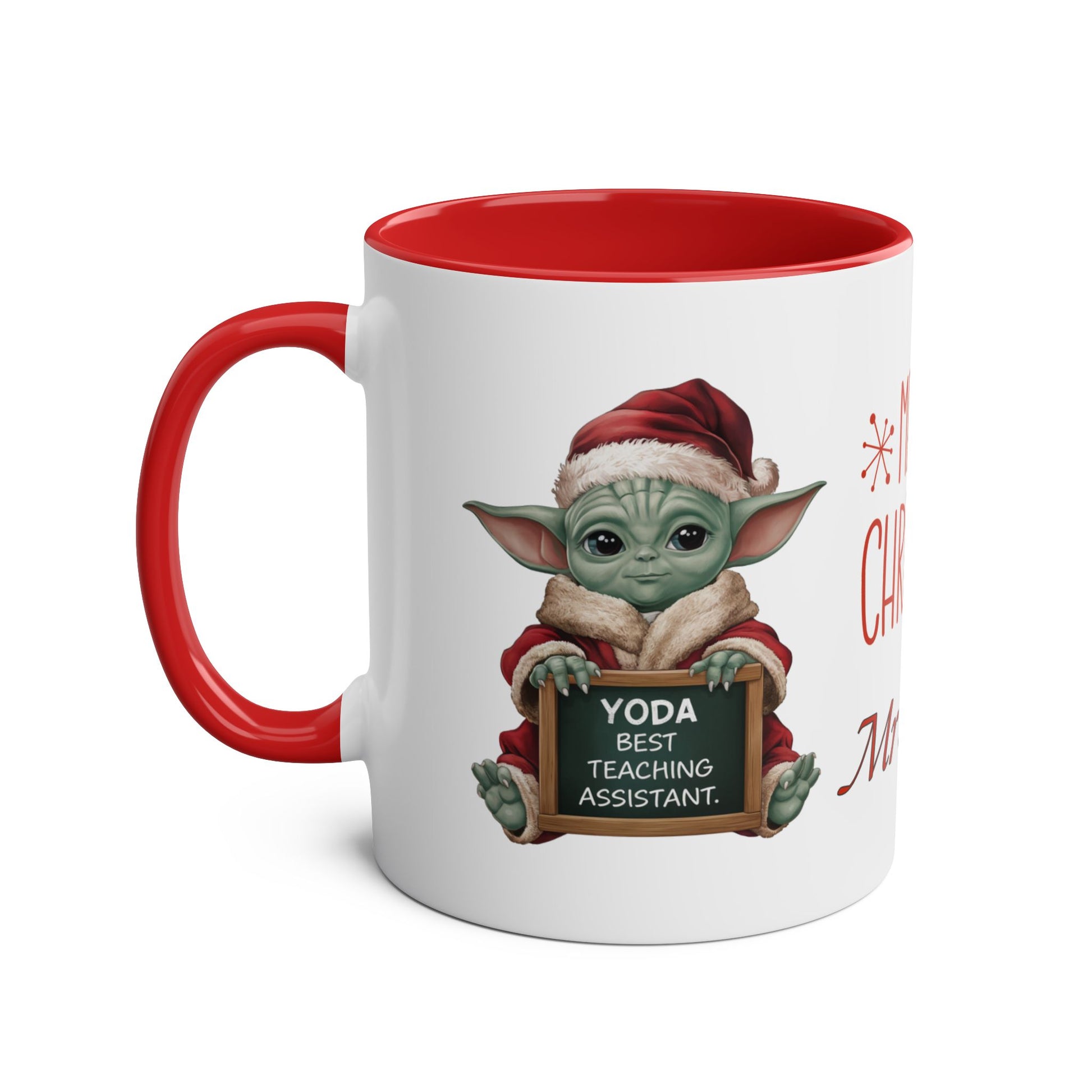 Left Personalised Baby Yoda Best TA Christmas Mug