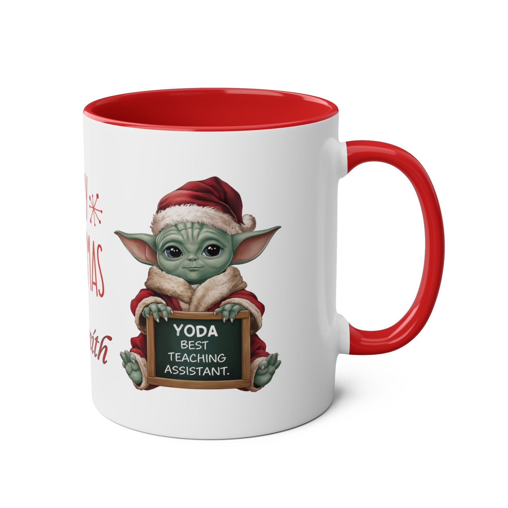 RIght Personalised Baby Yoda Best TA Christmas Mug