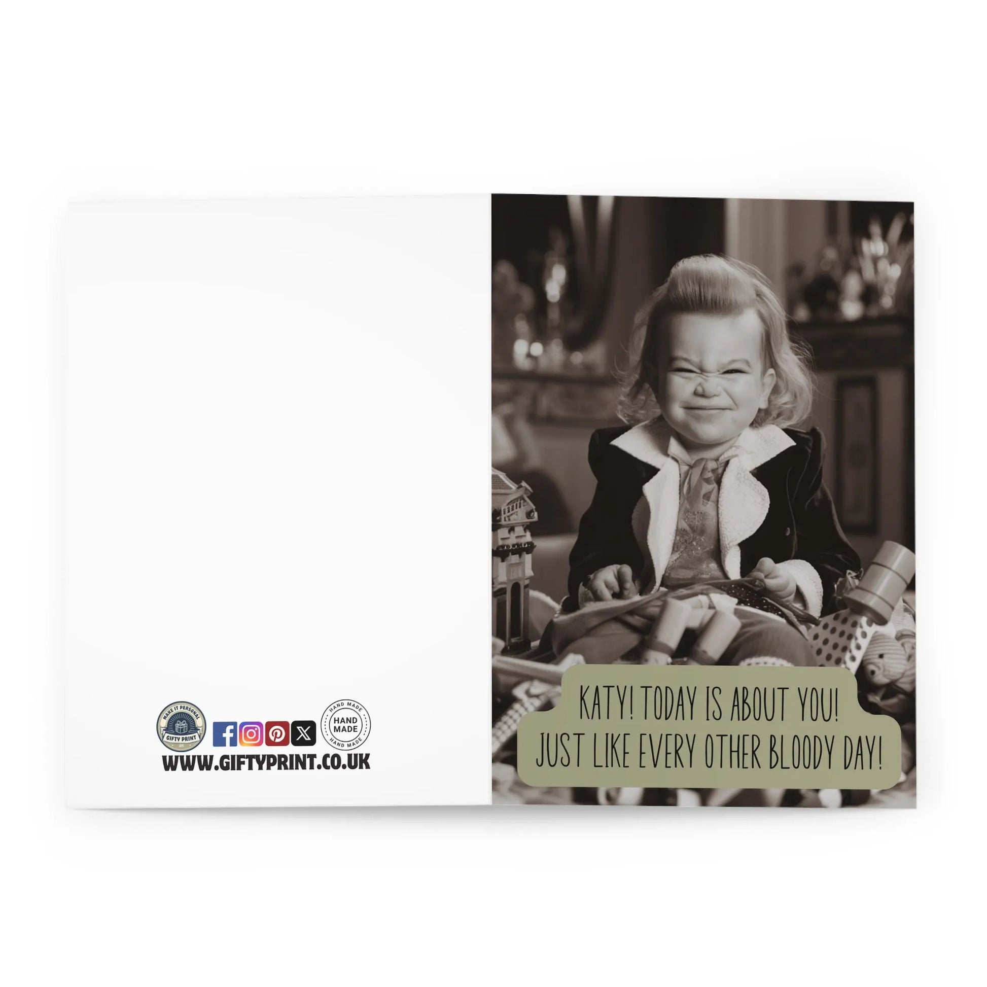 open view of Personalised Birthday Card Today Is All About You! Just Like Everyday