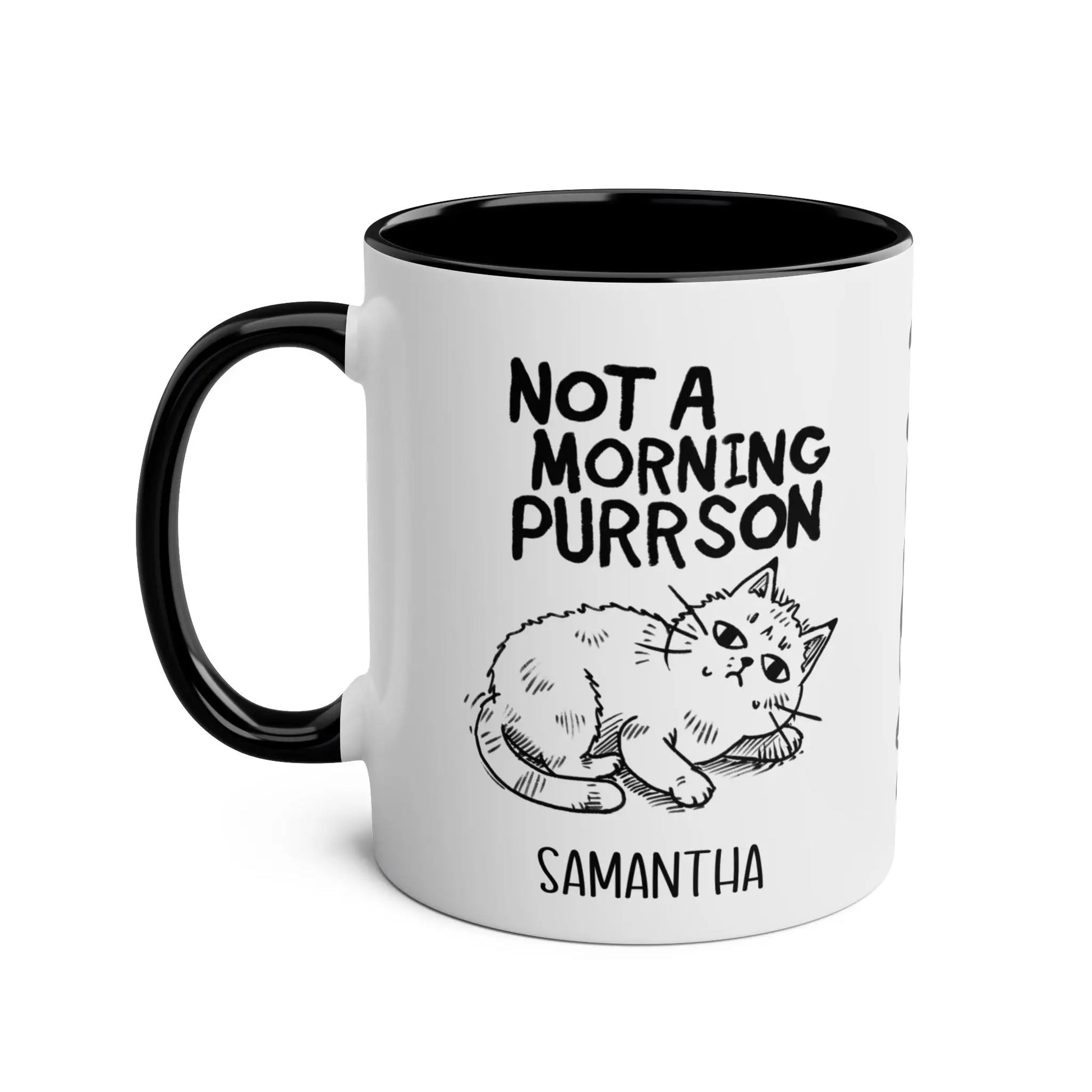 Left Personalised Cat Mug I'm Not A Morning Purrson