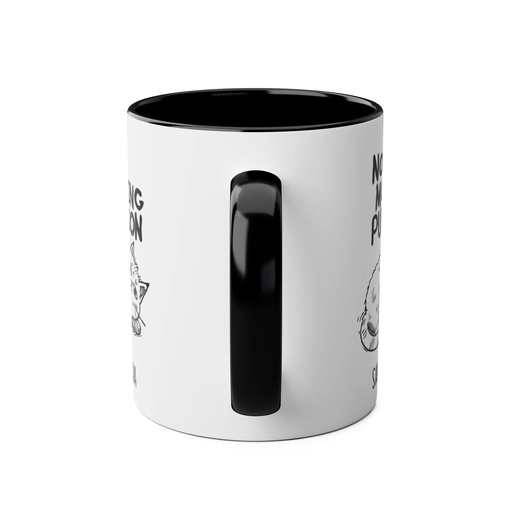 Handle Personalised Cat Mug I'm Not A Morning Purrson