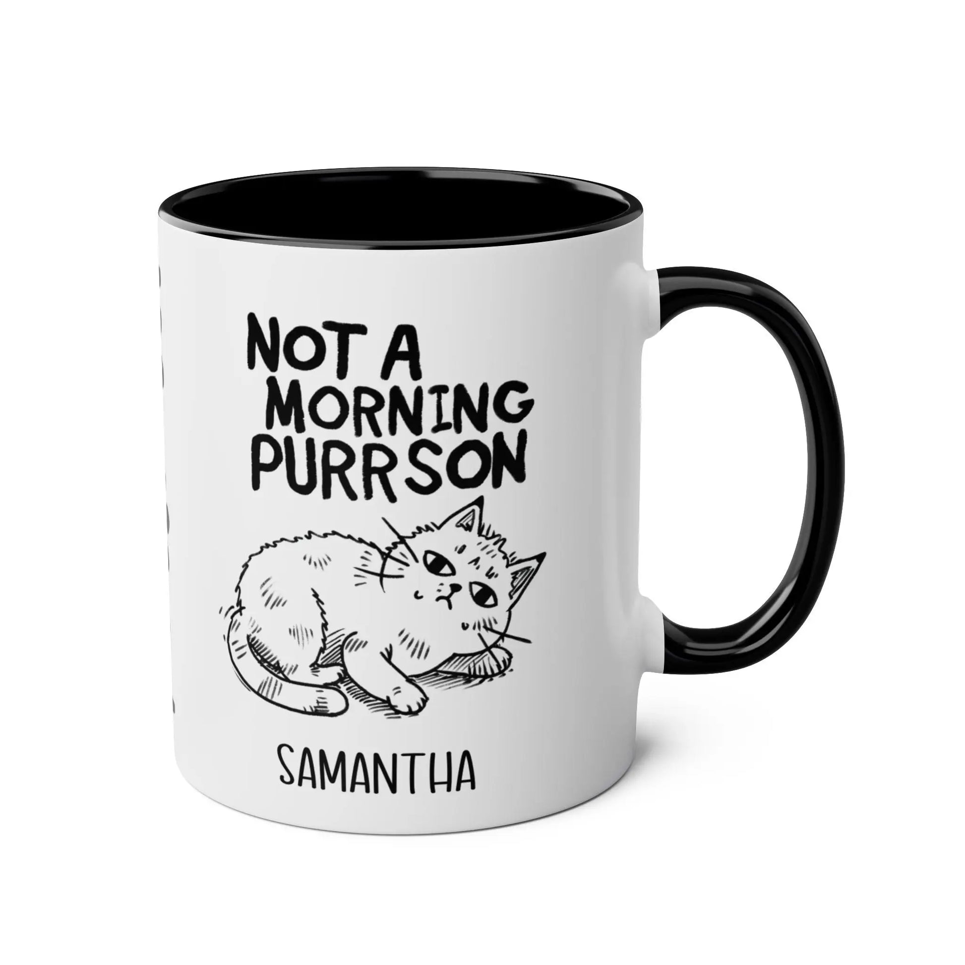 Right Personalised Cat Mug I'm Not A Morning Purrson