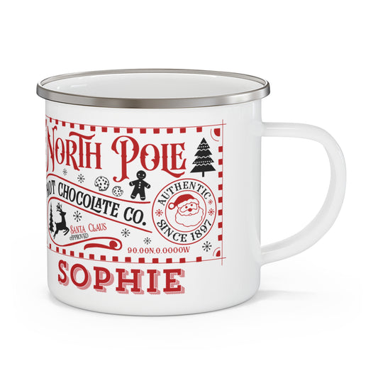 Personalised Children's Mug North Pole Hot Cocoa Enamel Mug R