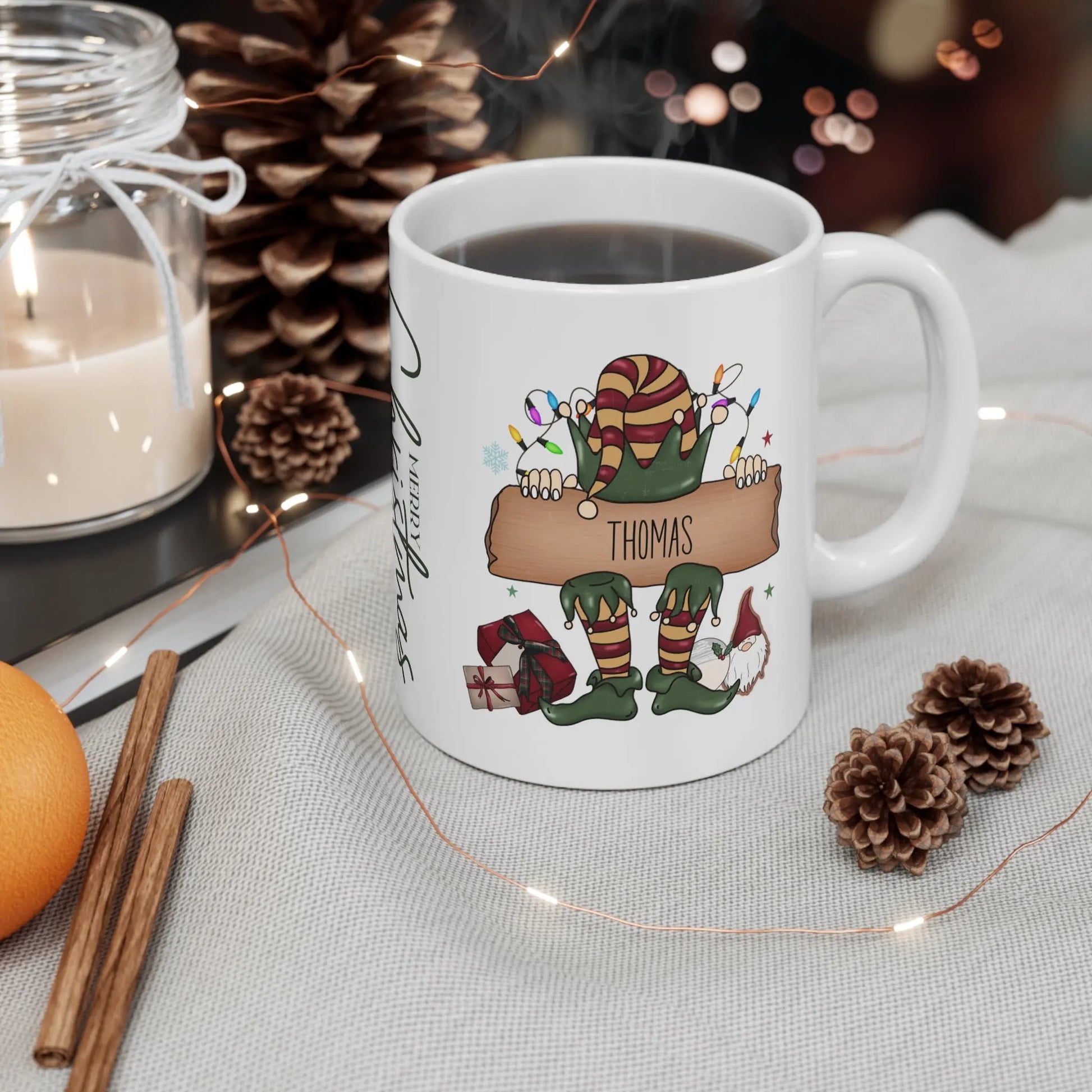 context Personalised Christmas Mug Elf Sign Mug