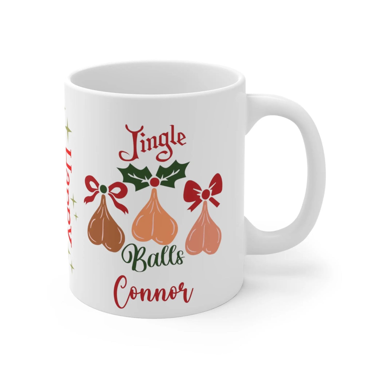 right side Personalised Christmas Mug Jingle Balls