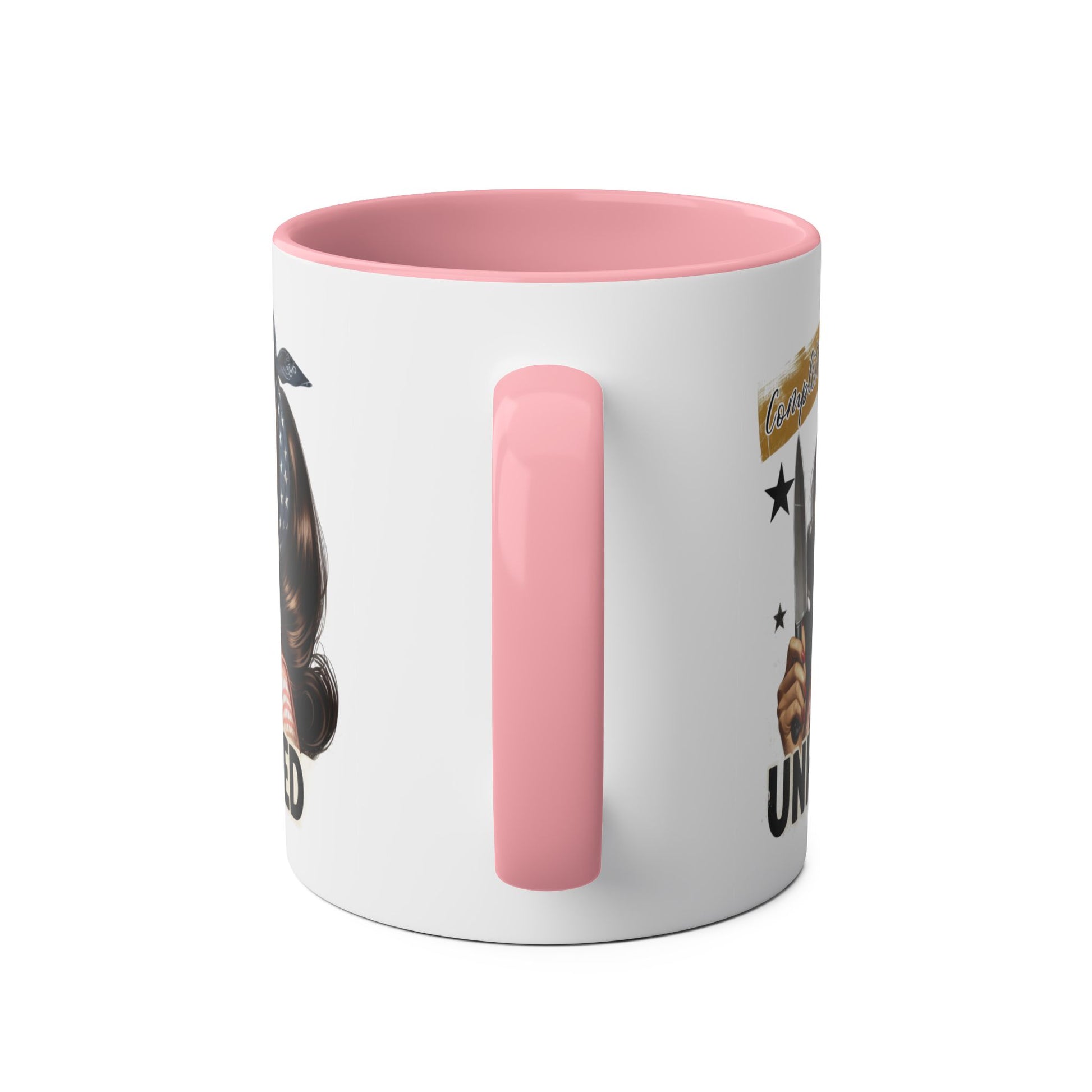 Handle Personalised completely Unhinged Woman Pink Mug