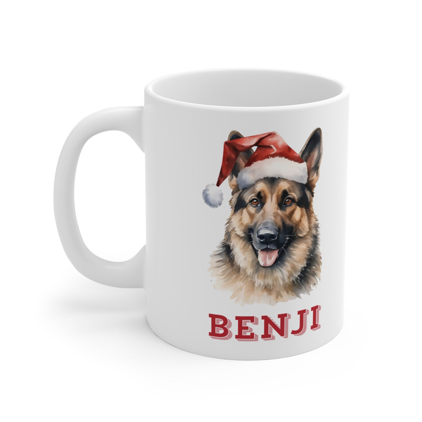 Left Personalised Dog Lovers German Shepherd Christmas Gift Mug