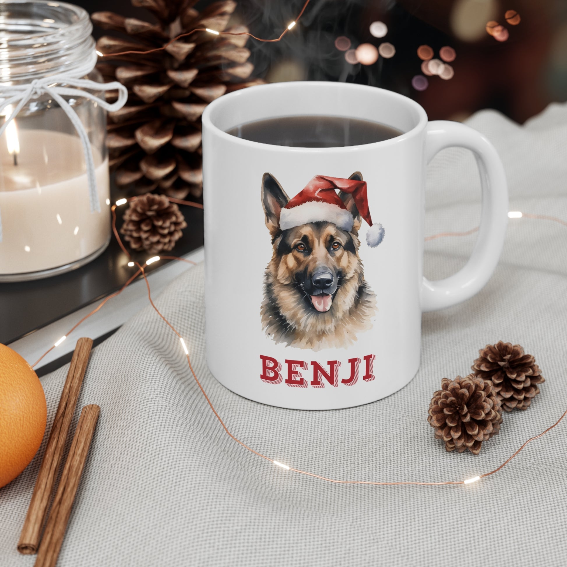 Context Personalised Dog Lovers German Shepherd Christmas Gift Mug