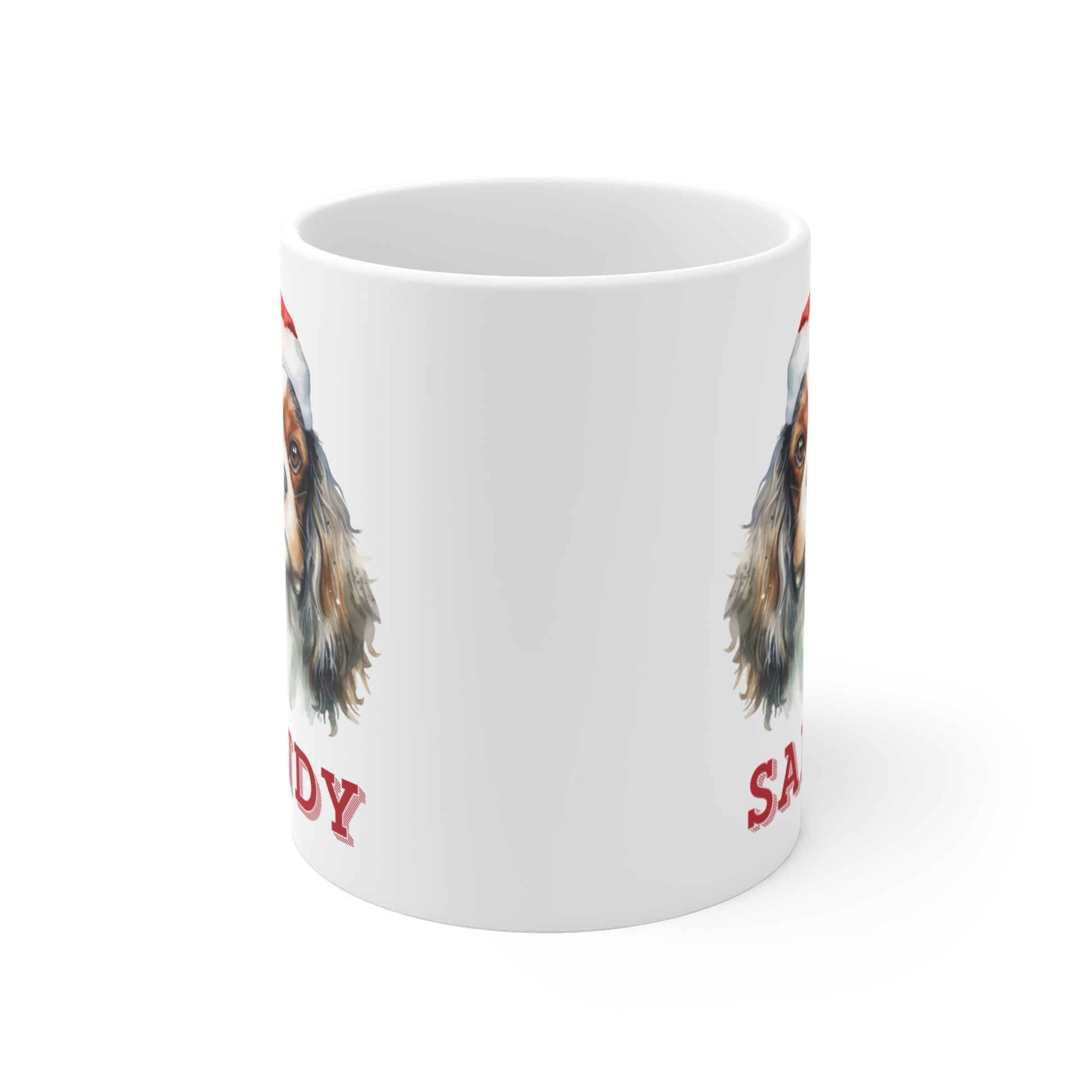 Front Personalised Dog Lovers King Charles Spaniel Christmas Gift Mug