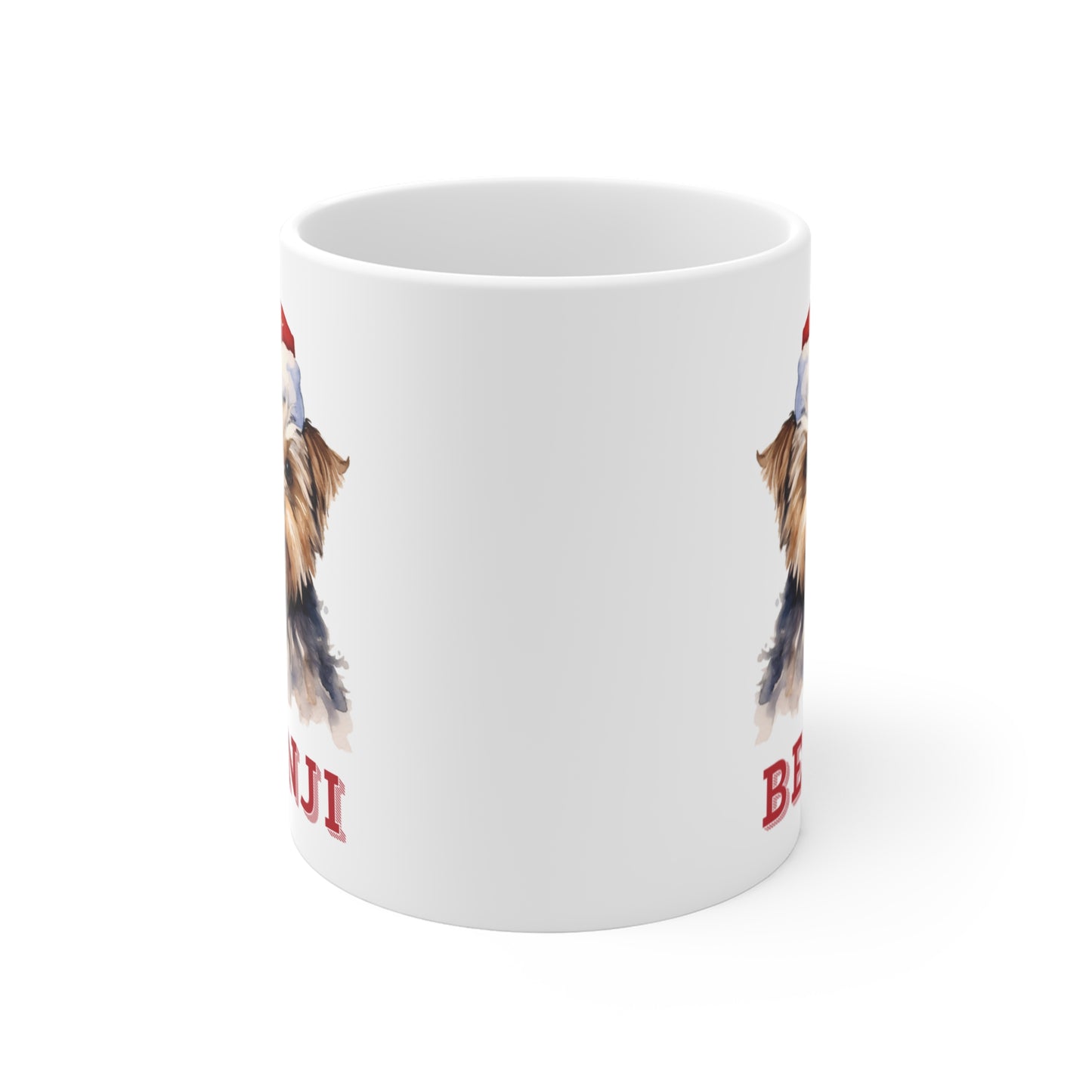 Front Personalised Dog Lovers Yorkshire Terrier Christmas Gift Mug